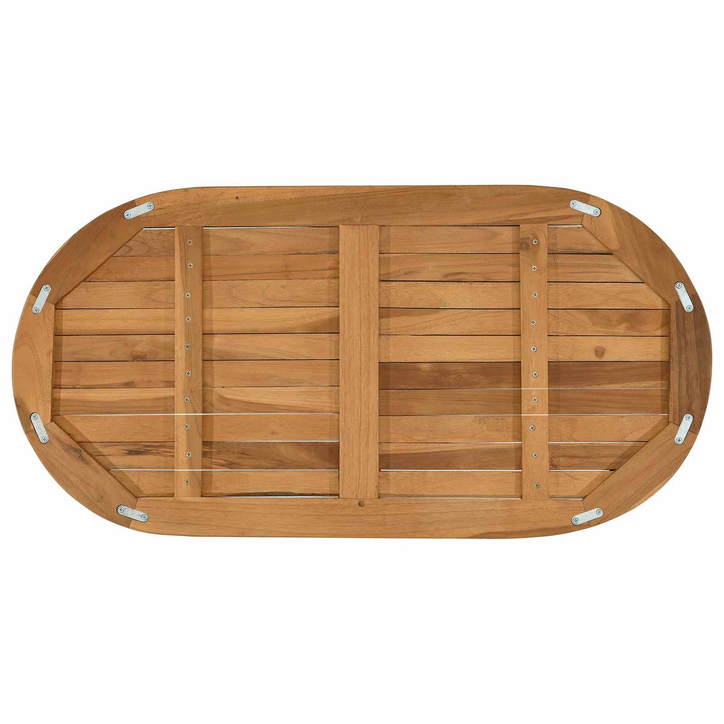 Bordplate Oval Massivt Teaktre Naturlig