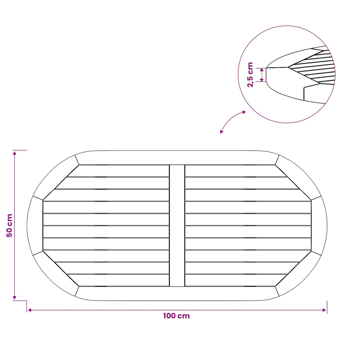 Bordplate Oval Massivt Teaktre Naturlig