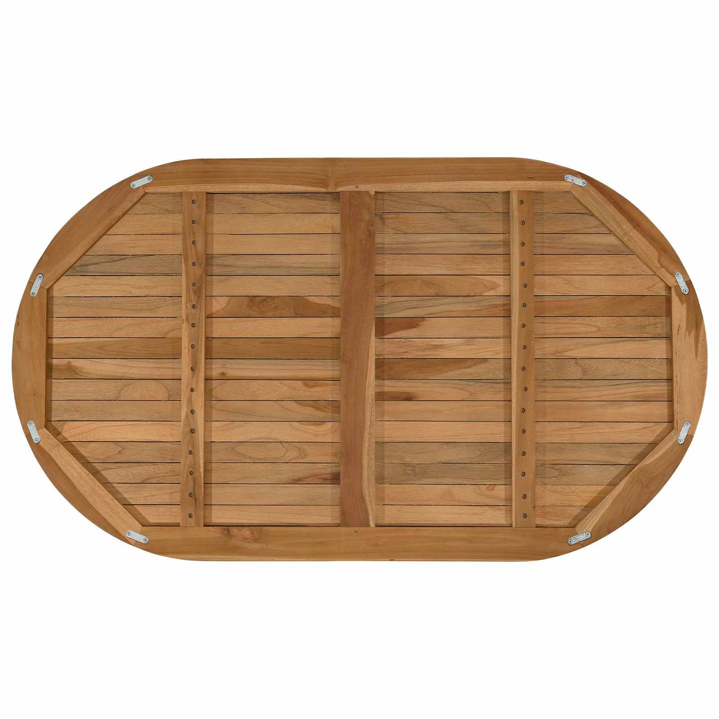 Bordplate Oval Massivt Teaktre Naturlig