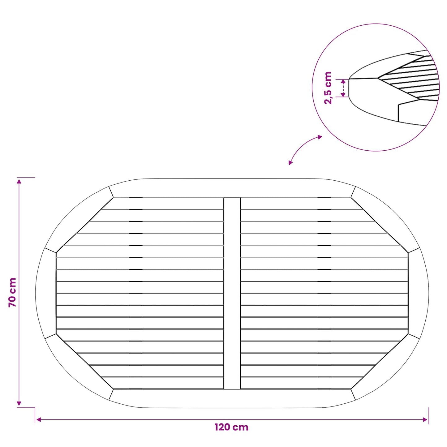 Bordplate Oval Massivt Teaktre Naturlig