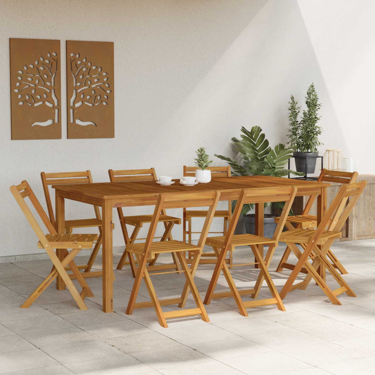 Utendørs Bistro Stoler 8 pcs Naturlig 40 x 53 x 80 cm