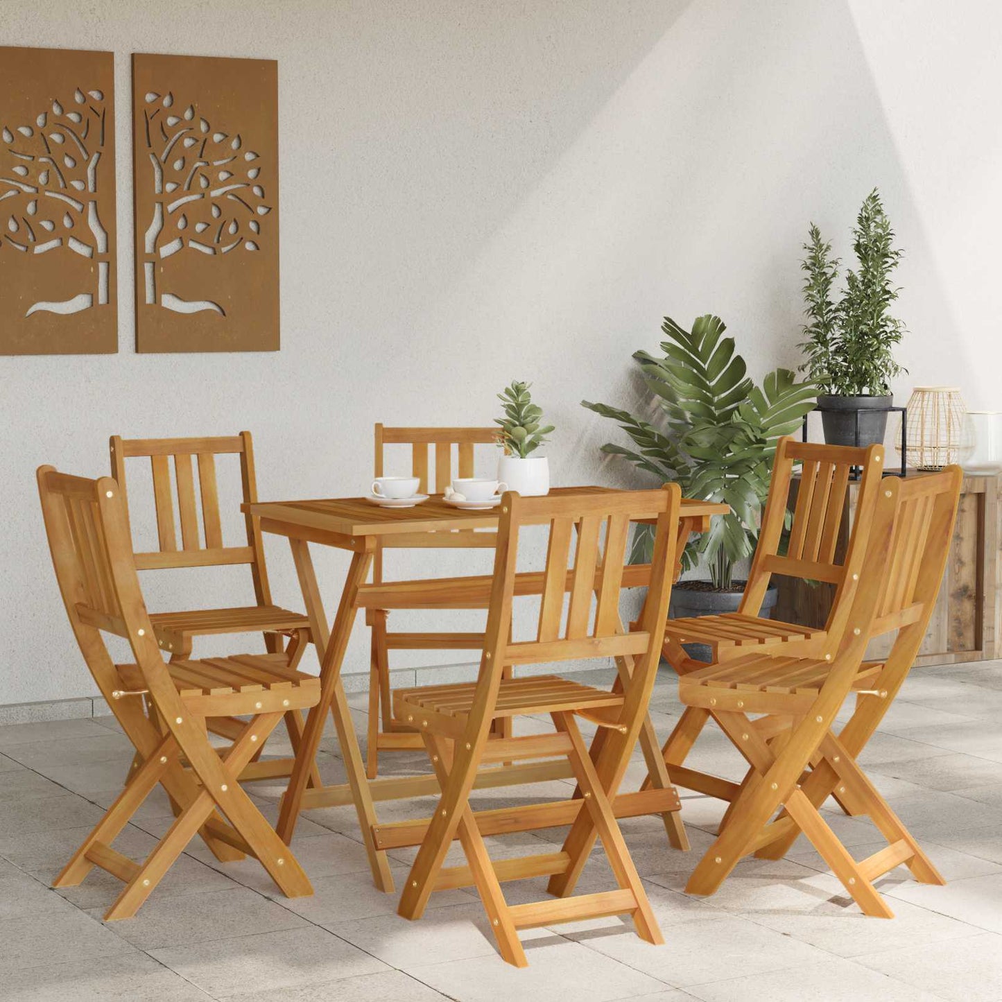 Utendørs Bistro Stoler 6 pcs Naturlig Solid akasietre