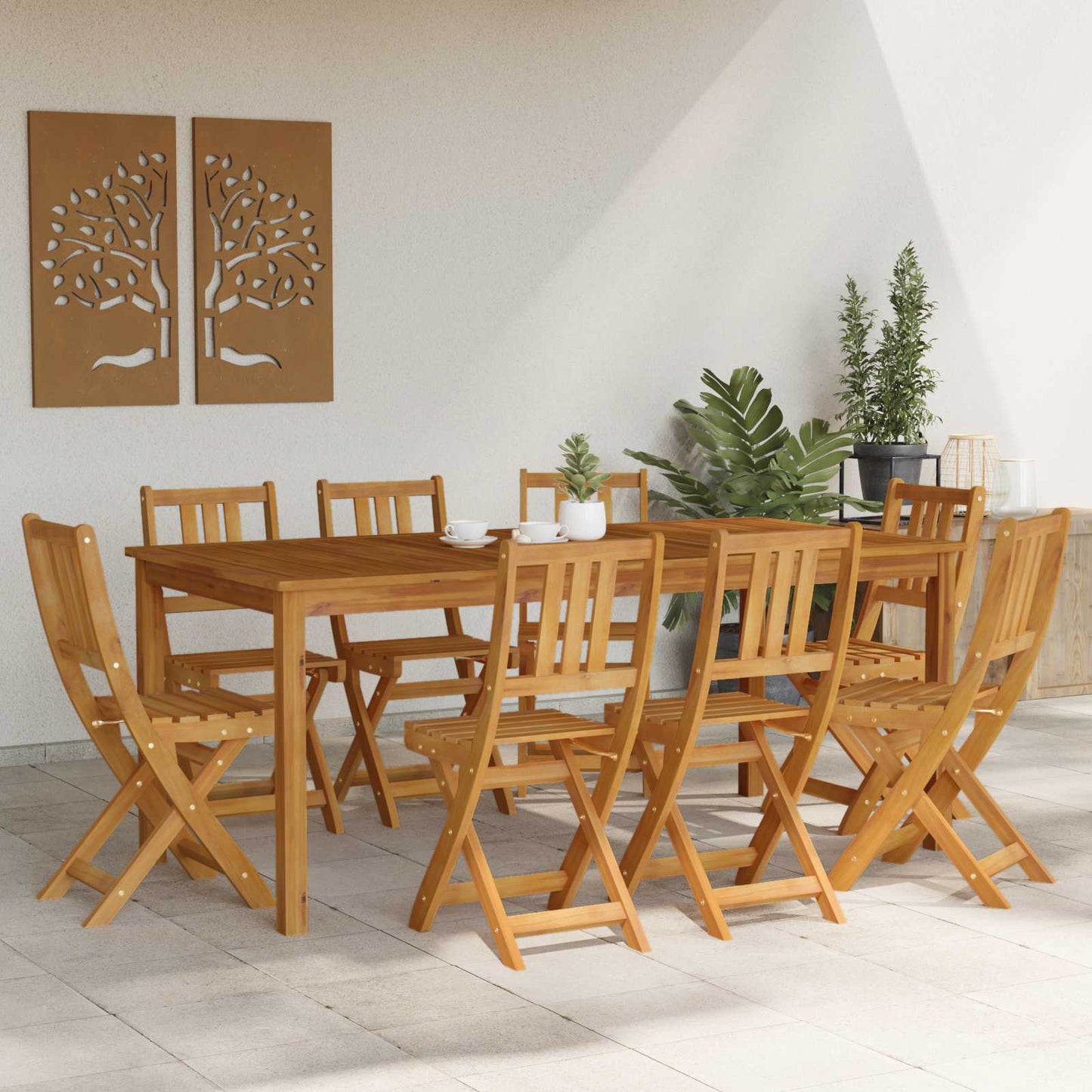 Utendørs Bistro Stoler med pute 8 pcs Naturlig 40 x 42 x 85 cm