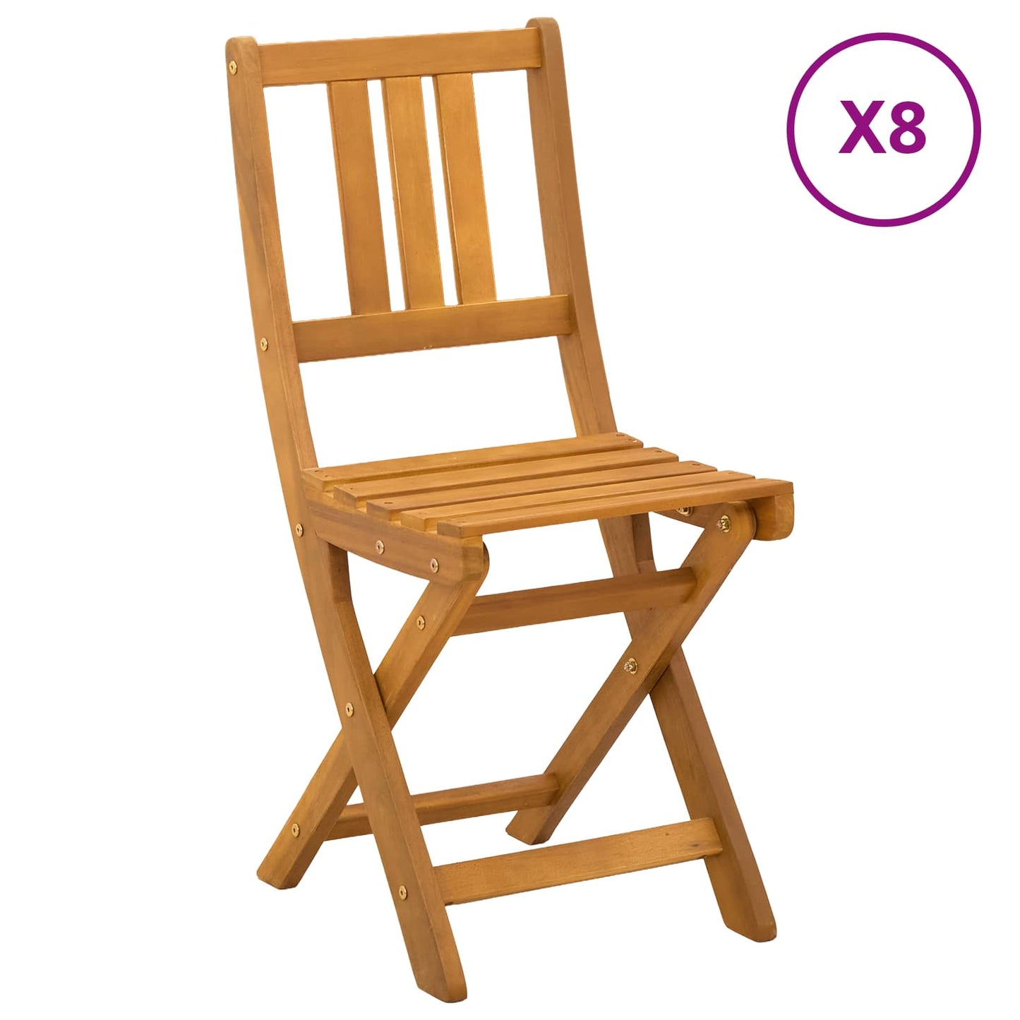 Utendørs Bistro Stoler med pute 8 pcs Naturlig 40 x 42 x 85 cm