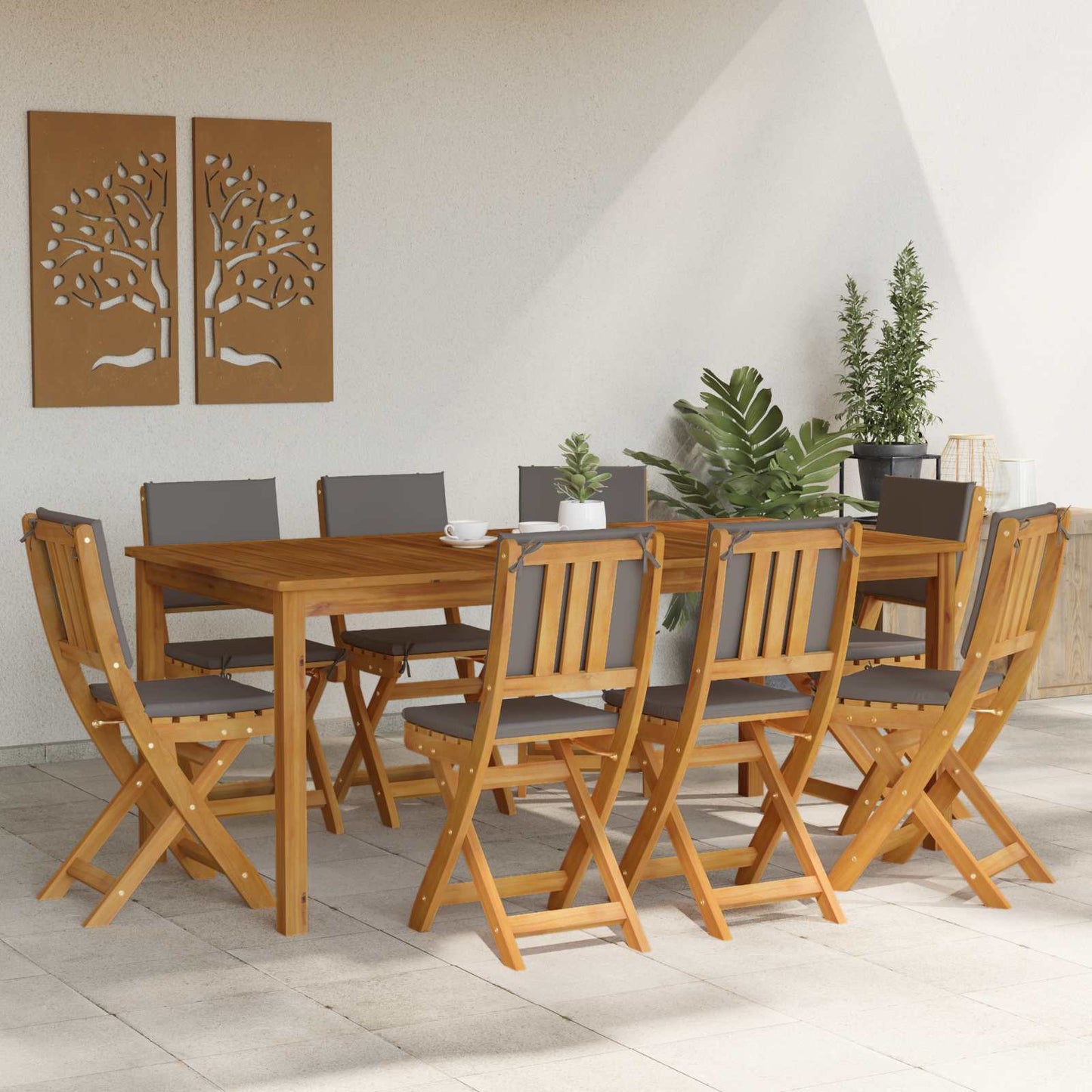 Utendørs Bistro Stoler med pute 8 pcs Mørkegrå 38 x 46 x 85 cm