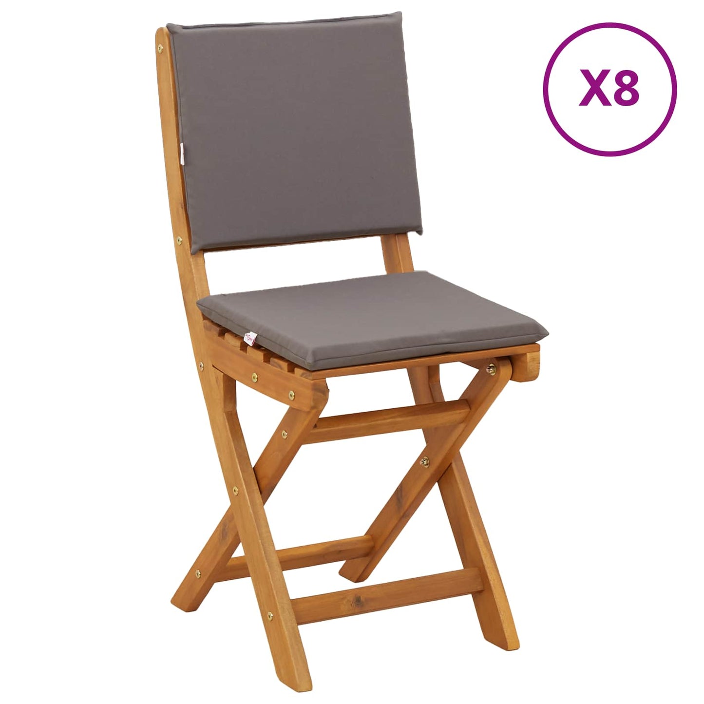 Utendørs Bistro Stoler med pute 8 pcs Mørkegrå 38 x 46 x 85 cm