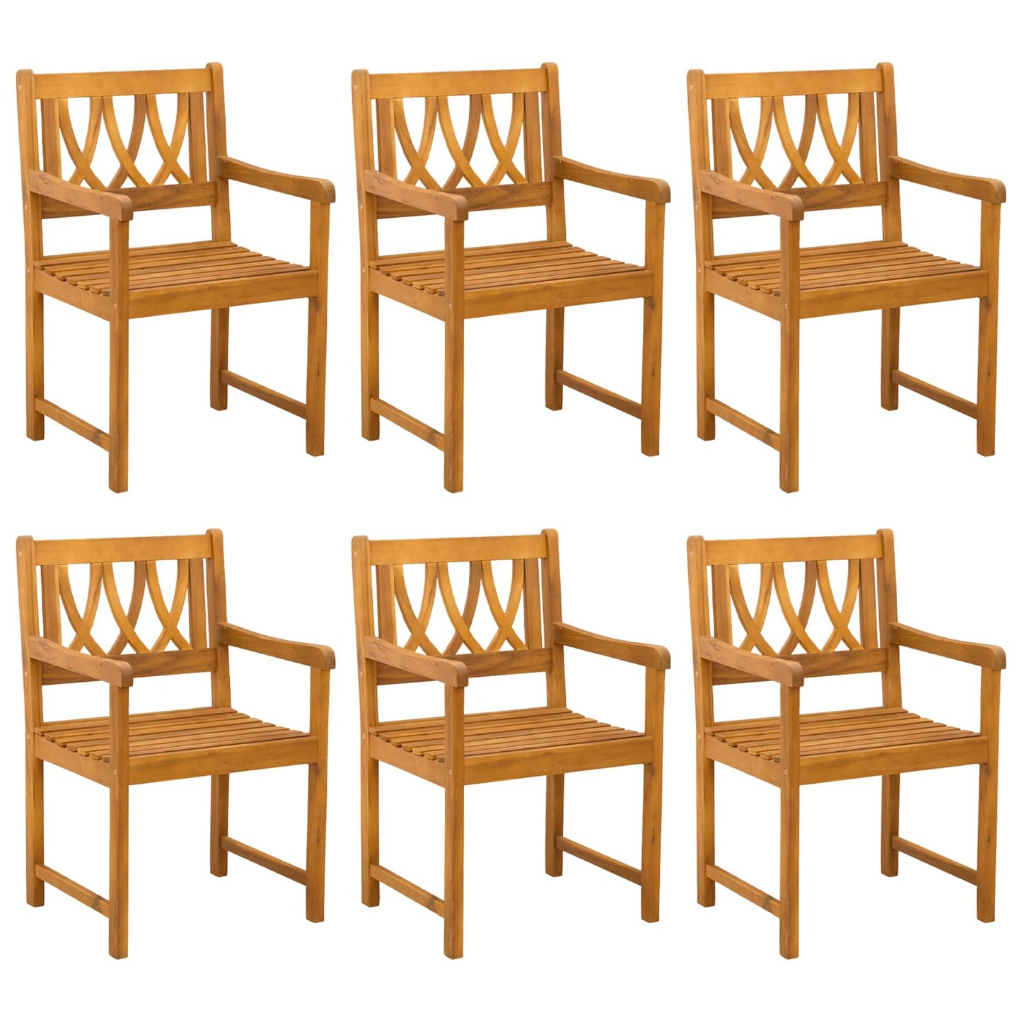 Hagestoler 6 pcs Naturlig Solid akasietre