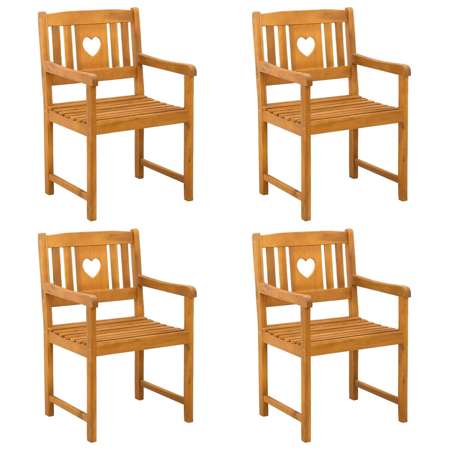 Hagestoler 4 pcs Naturlig Solid akasietre