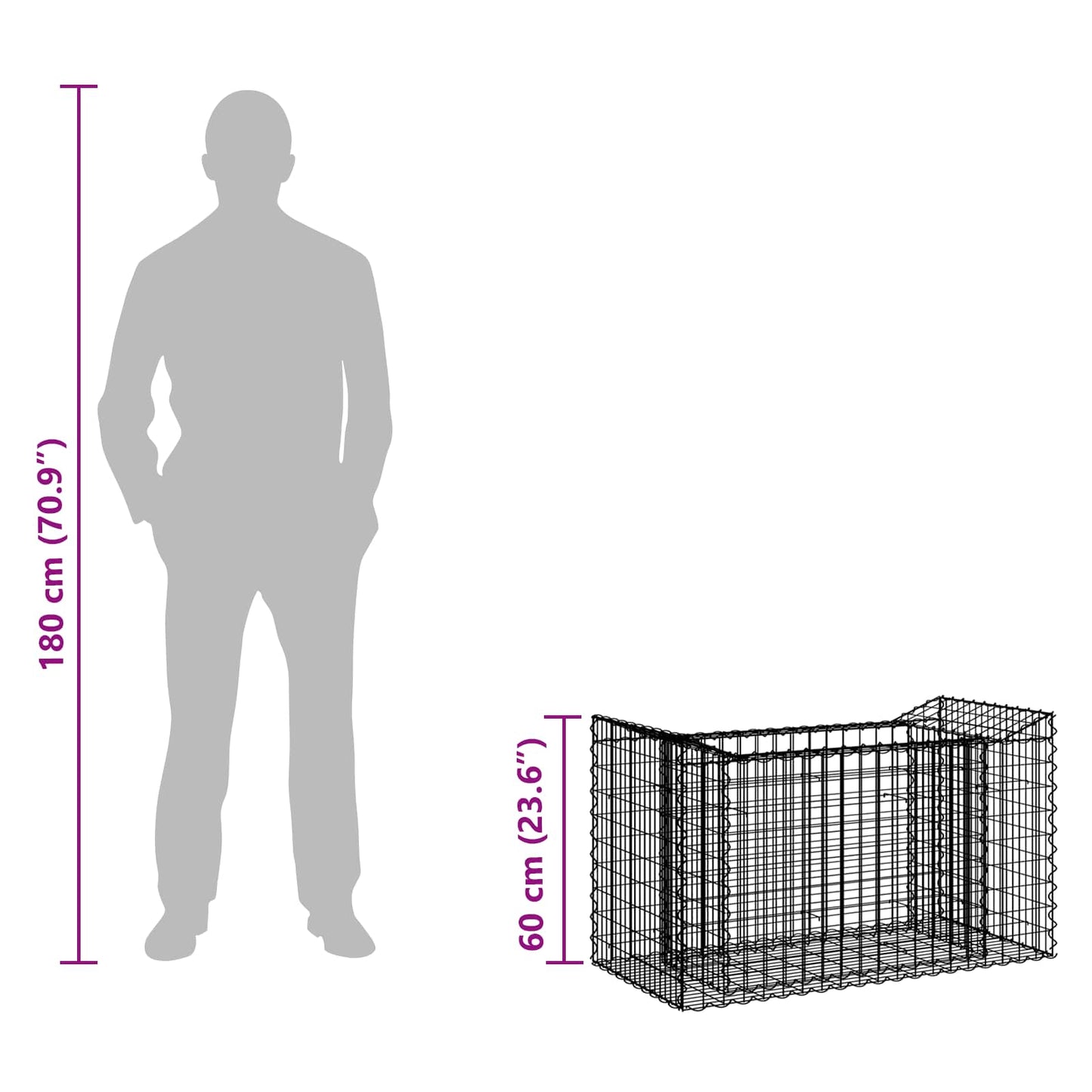 Gabion hevet seng Sølv