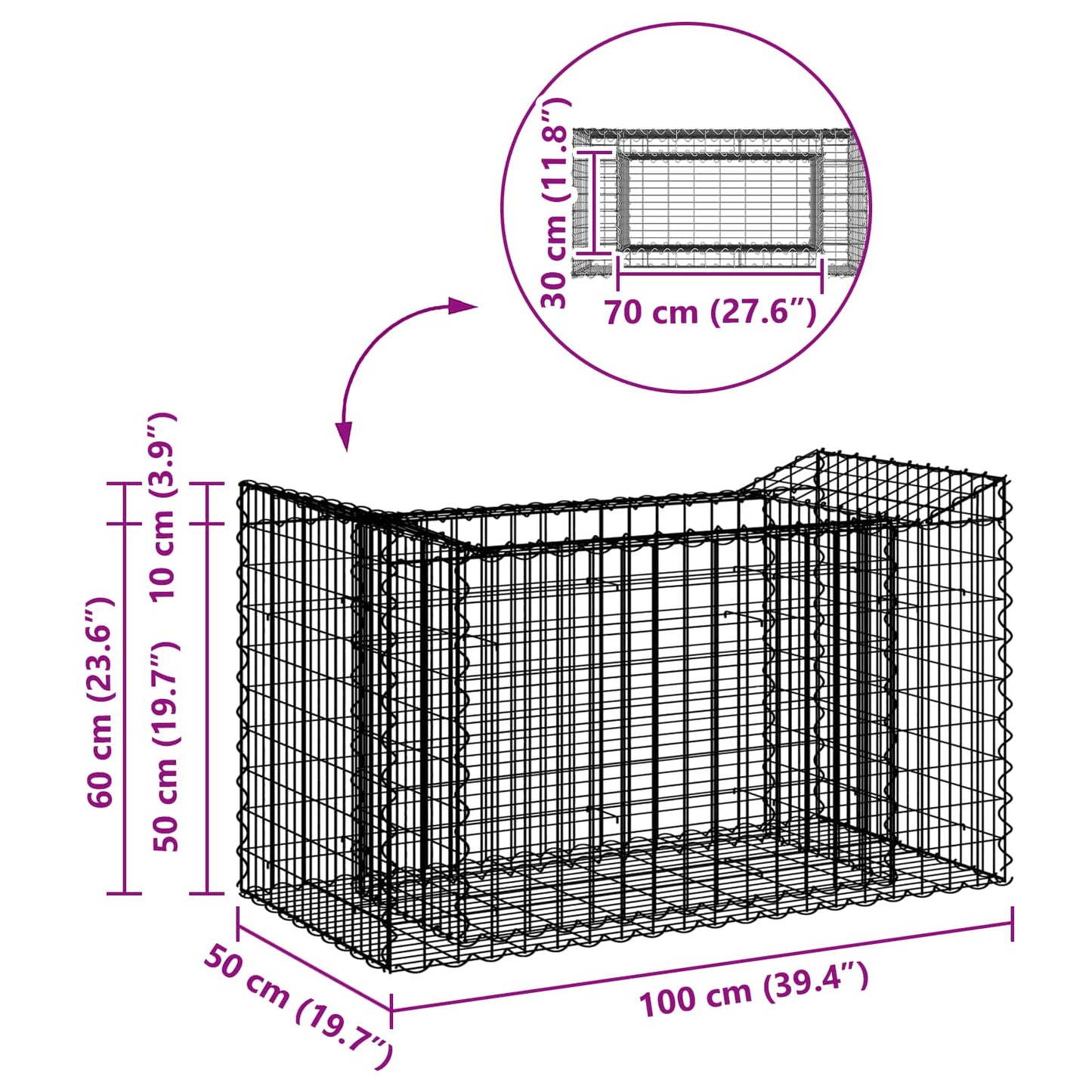 Gabion hevet seng Sølv