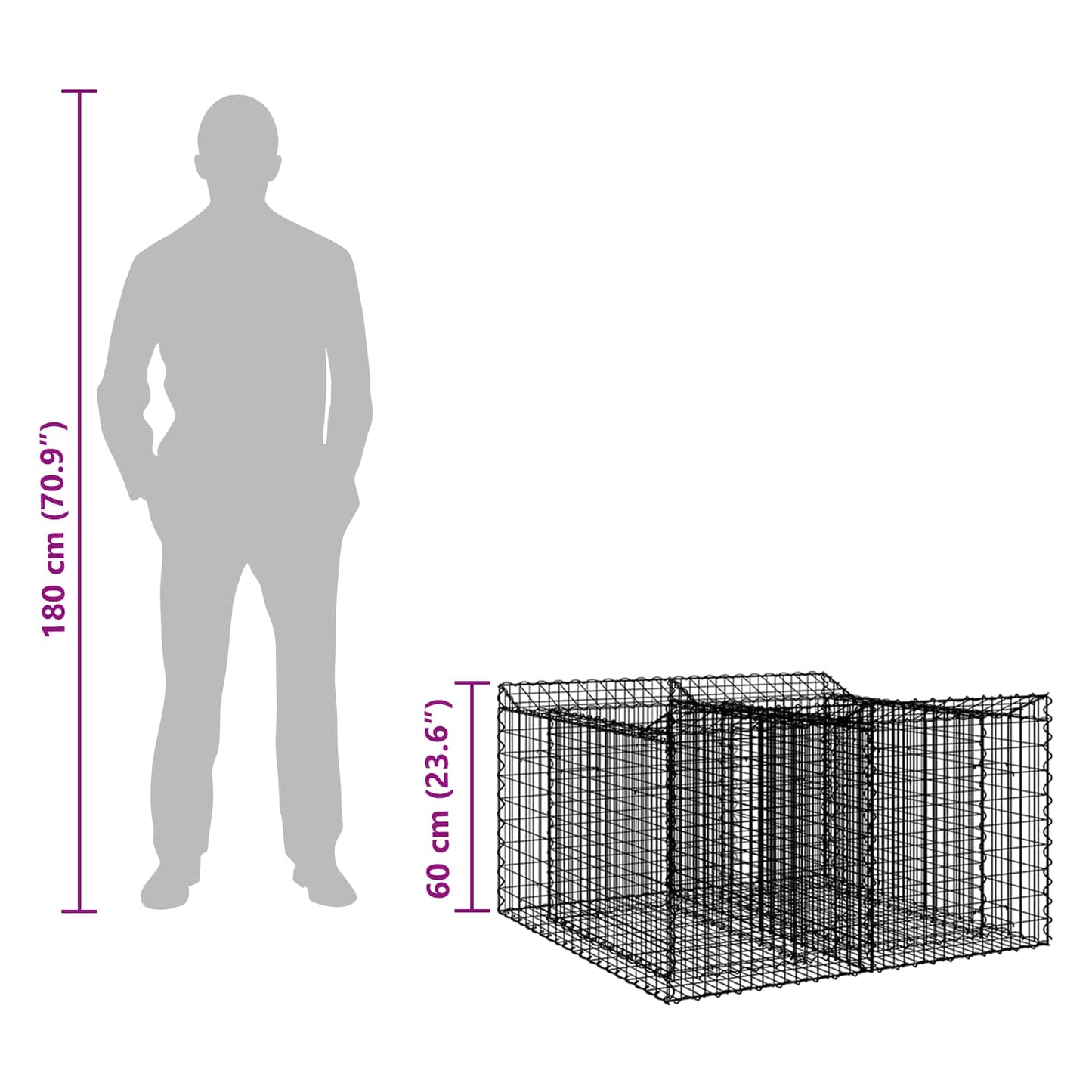 Gabion hevet seng Sølv