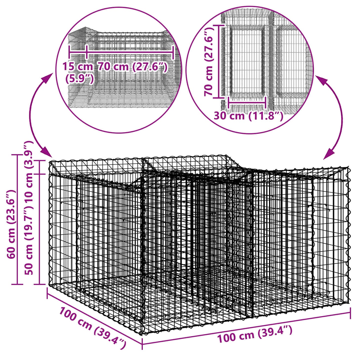 Gabion hevet seng Sølv