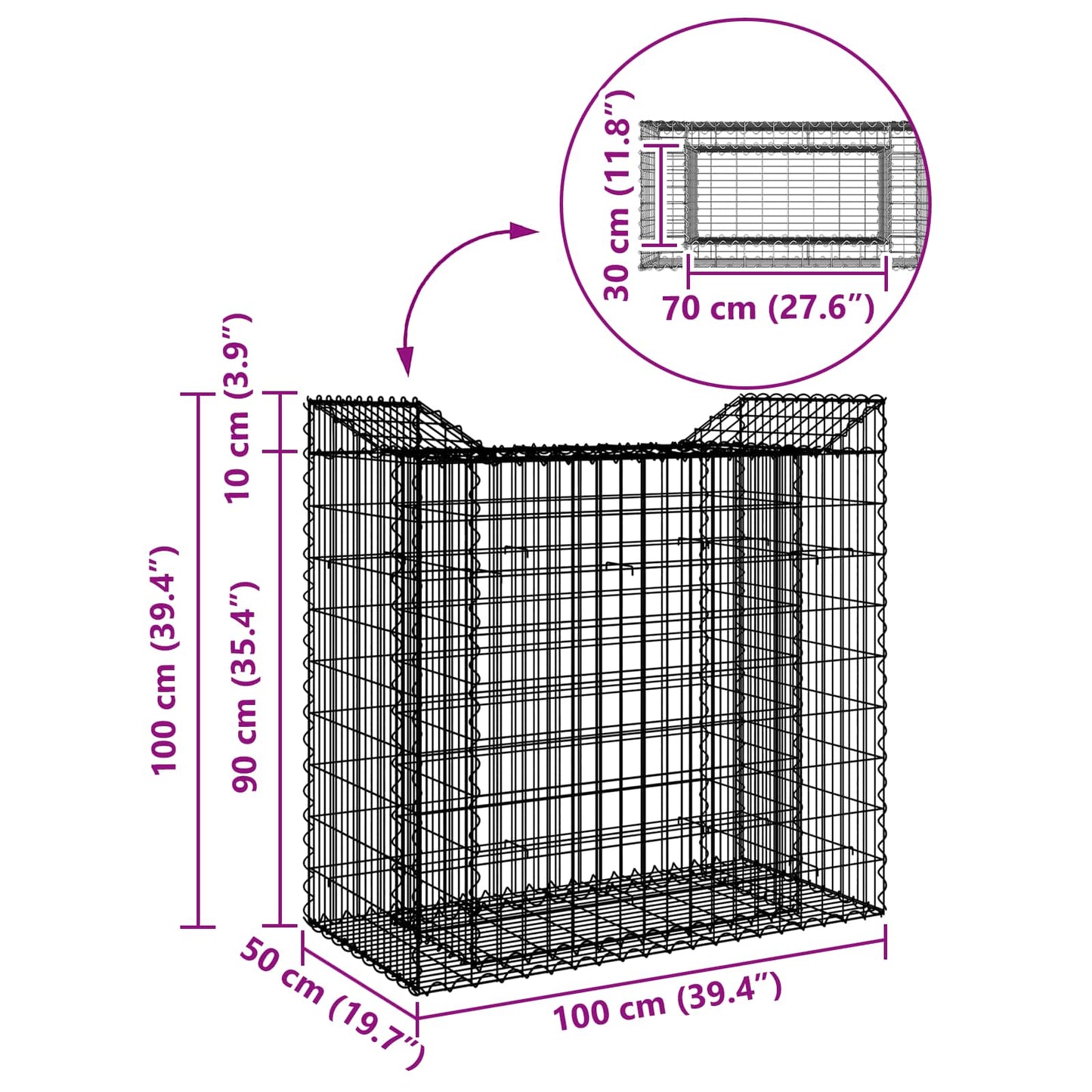 Gabion hevet seng Sølv