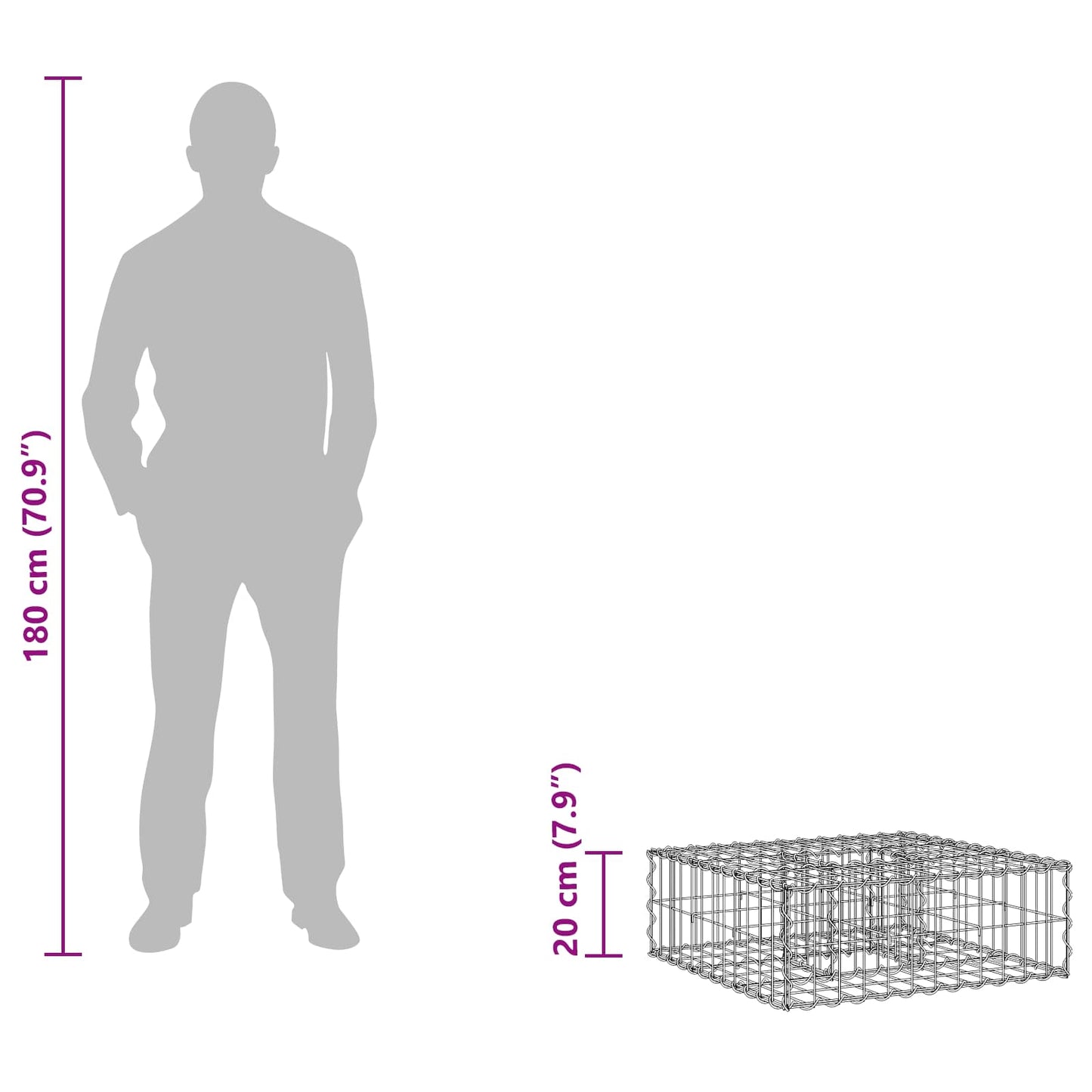 Gabion hevet seng sølv