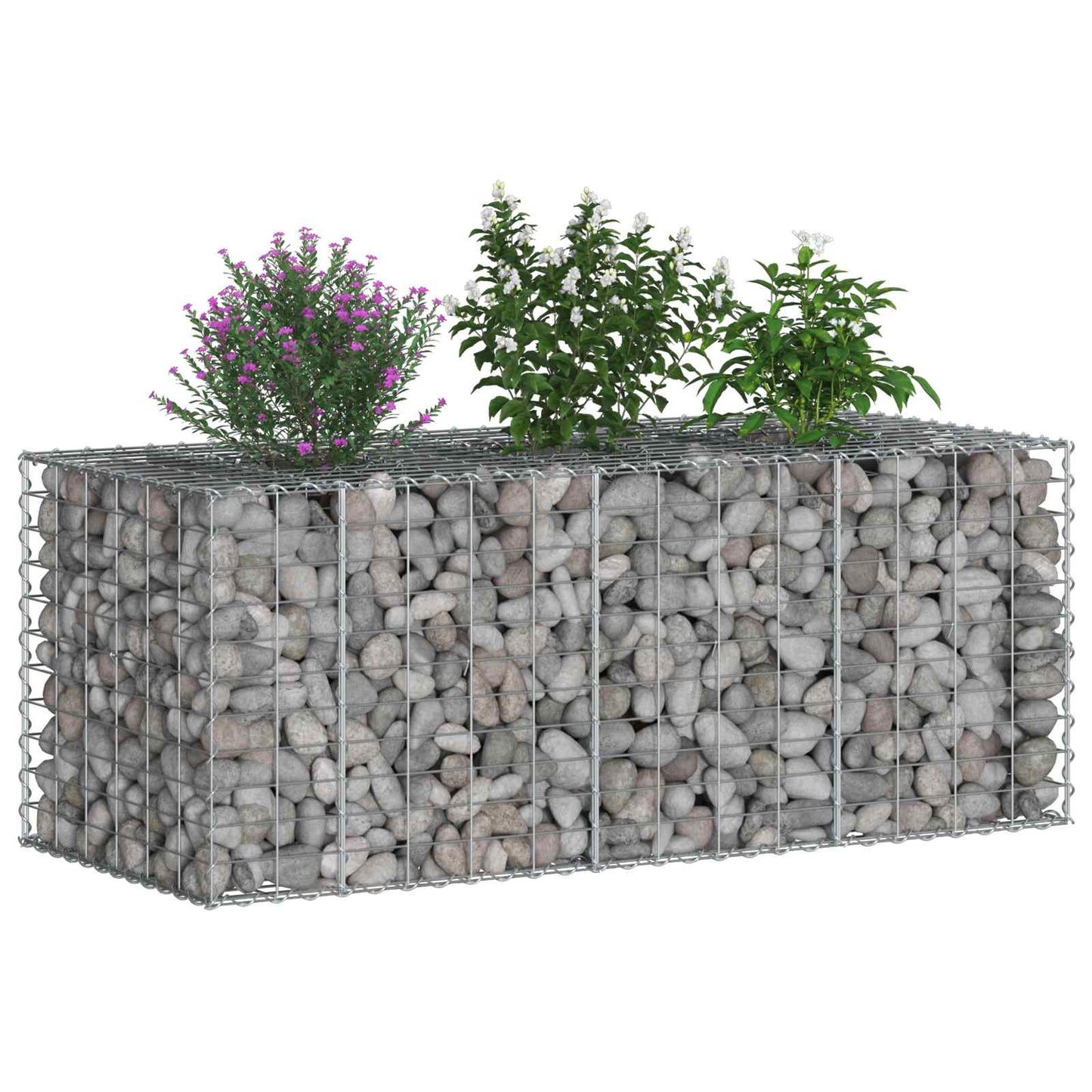 Gabion hevet seng sølv 140 x 60 x 55 cm Galvanisert Stål vidaXL