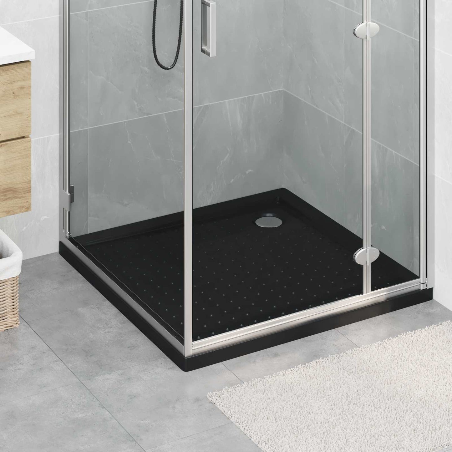 Dusjbunnbrett med prikker 90 x 90 x 4 cm ABS Svart