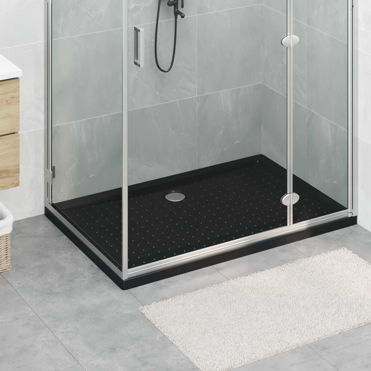 Dusjbunnbrett med prikker 120 x 80 x 4 cm ABS Svart