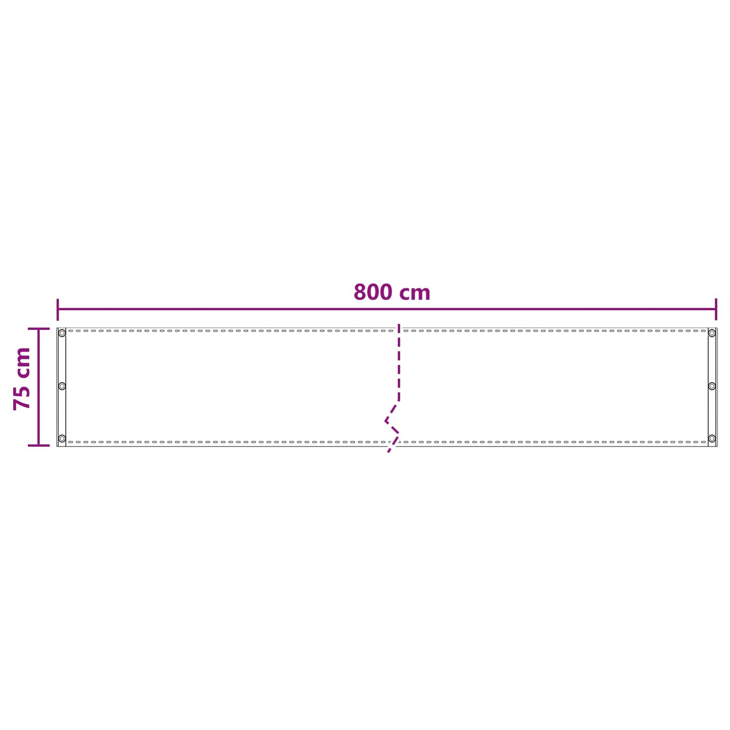 Balkong Skjerm Hvit 75 x 800 cm HDPE og Aluminium