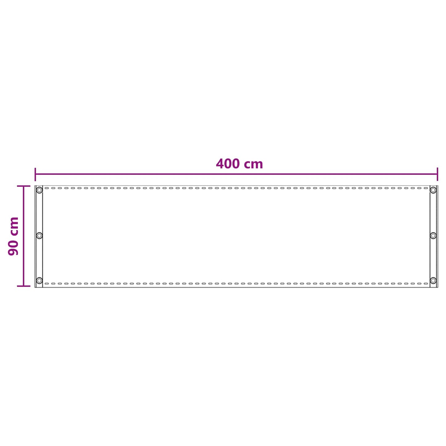 Balkong Skjerm sand 90 x 400 cm HDPE og Aluminium