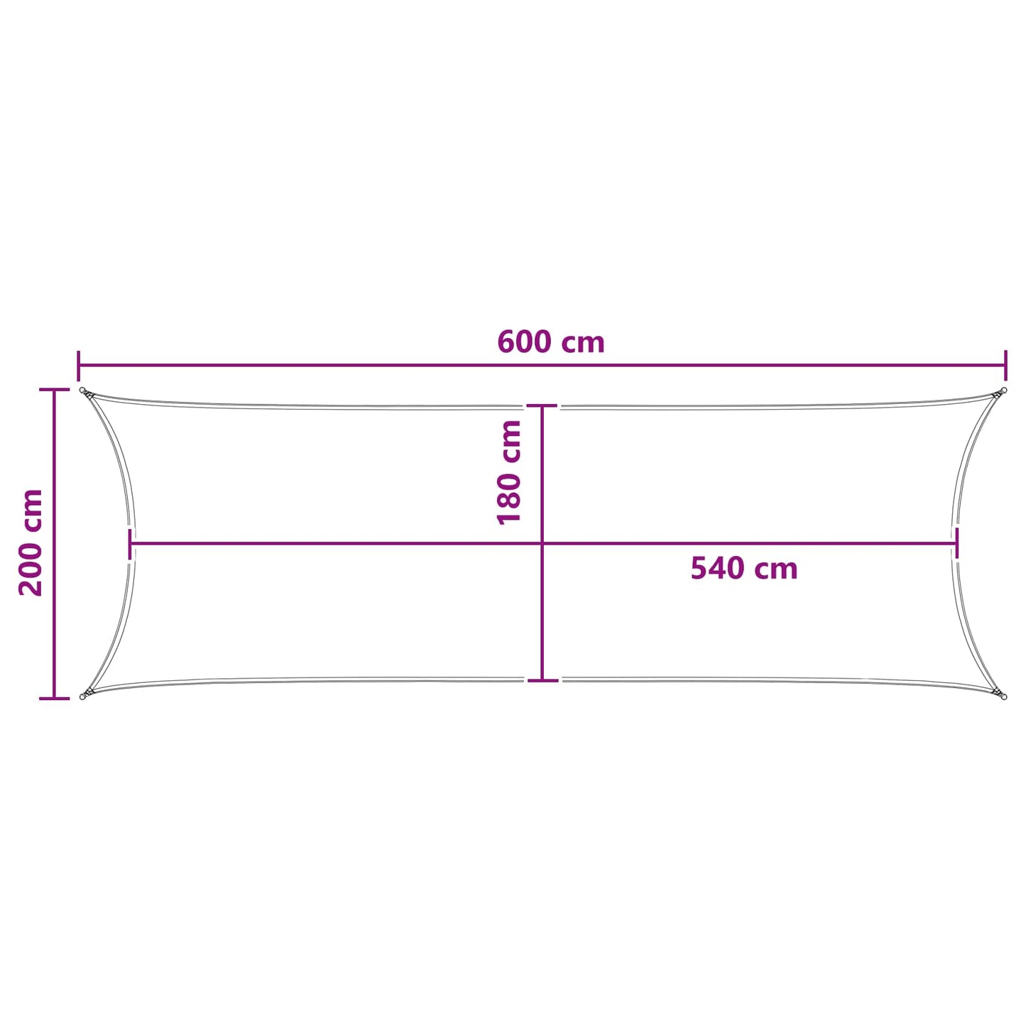 Solseil Hvit 2 x 6 m HDPE