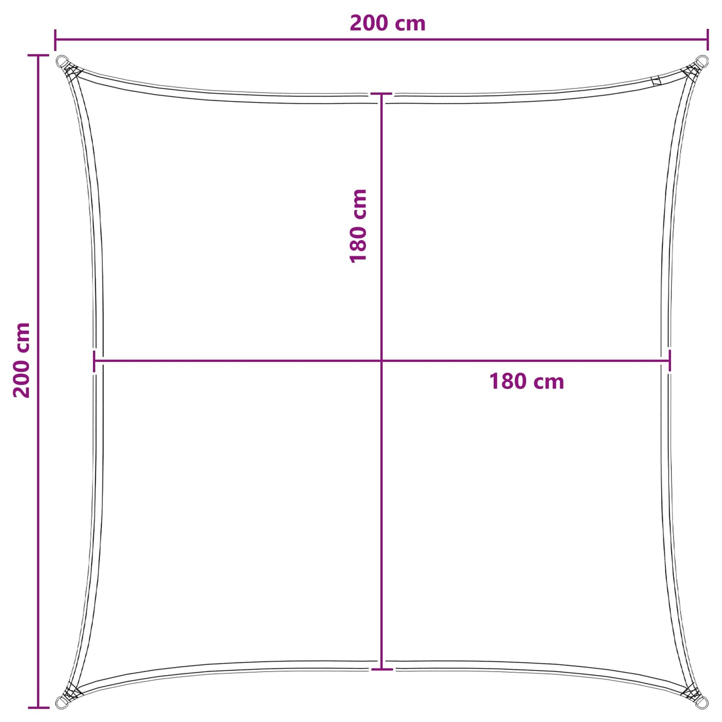 Solseil Antrasitt og Hvit 2 x 2 m HDPE