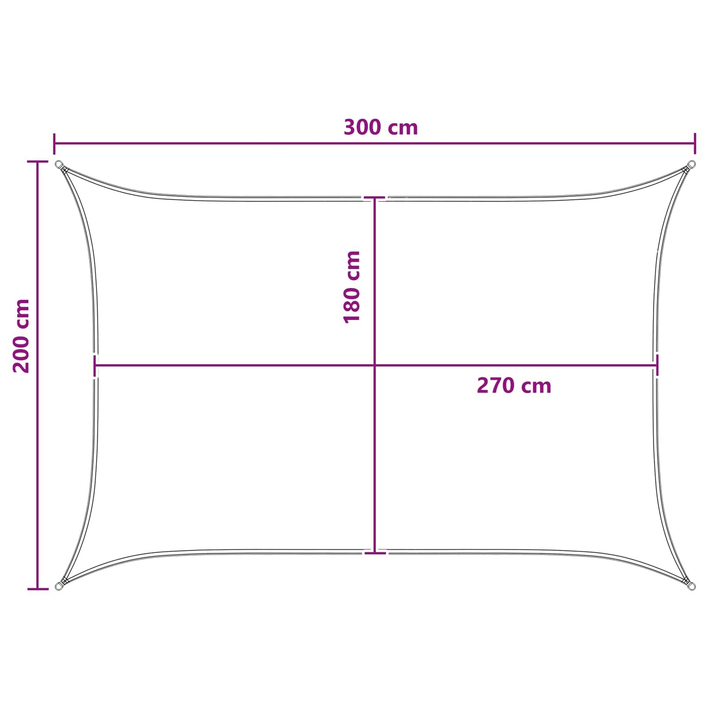Solseil Antrasitt og Hvit 2 x 3 m HDPE