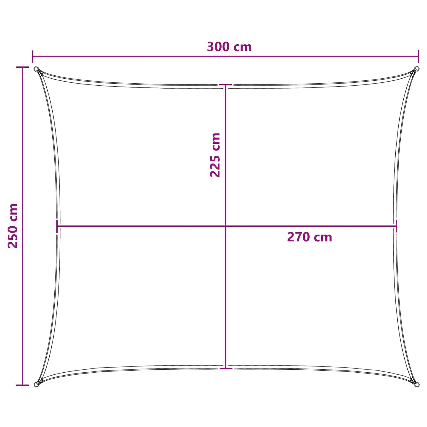 Solseil Antrasitt og Hvit 2,5 x 3 m HDPE