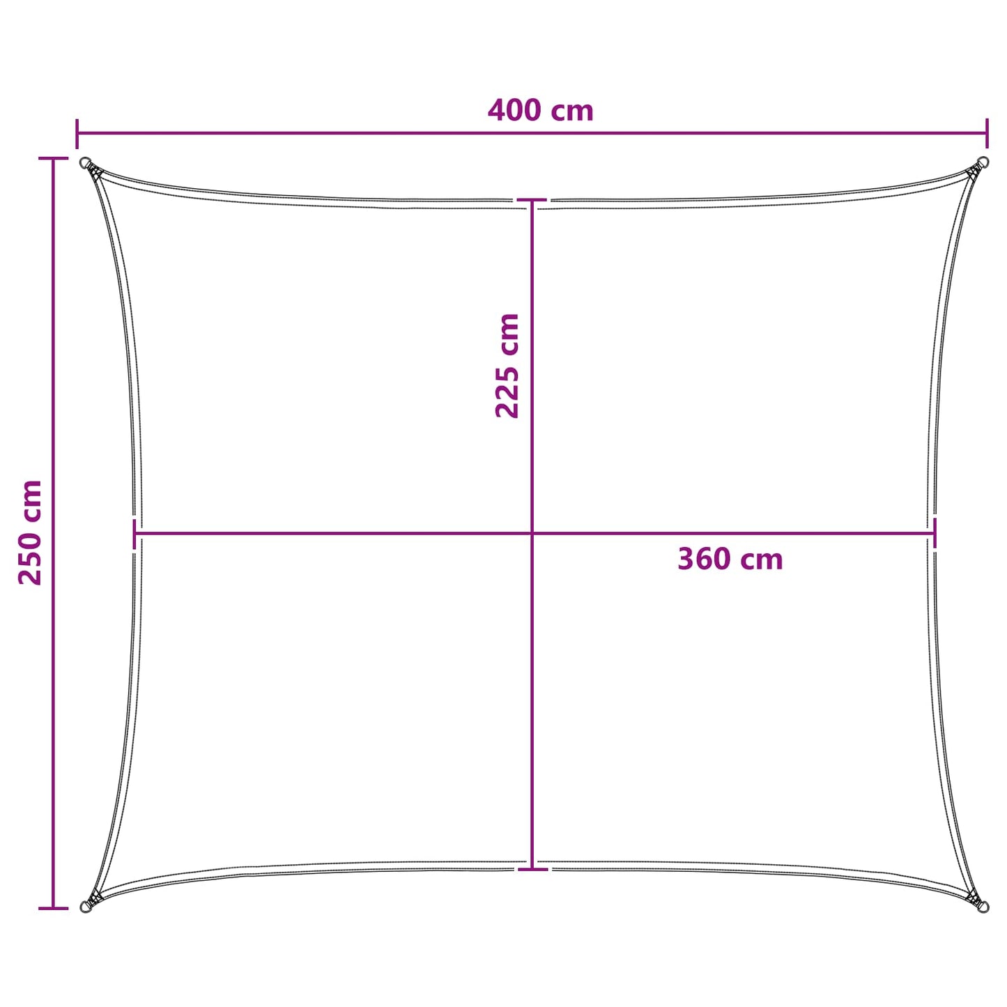 Solseil Antrasitt og Hvit 2,5 x 4 m HDPE