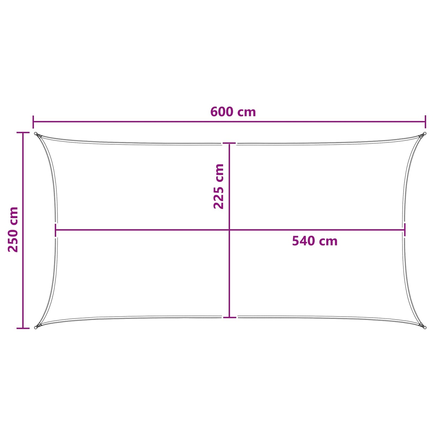 Solseil Antrasitt og Hvit 2,5 x 6 m HDPE