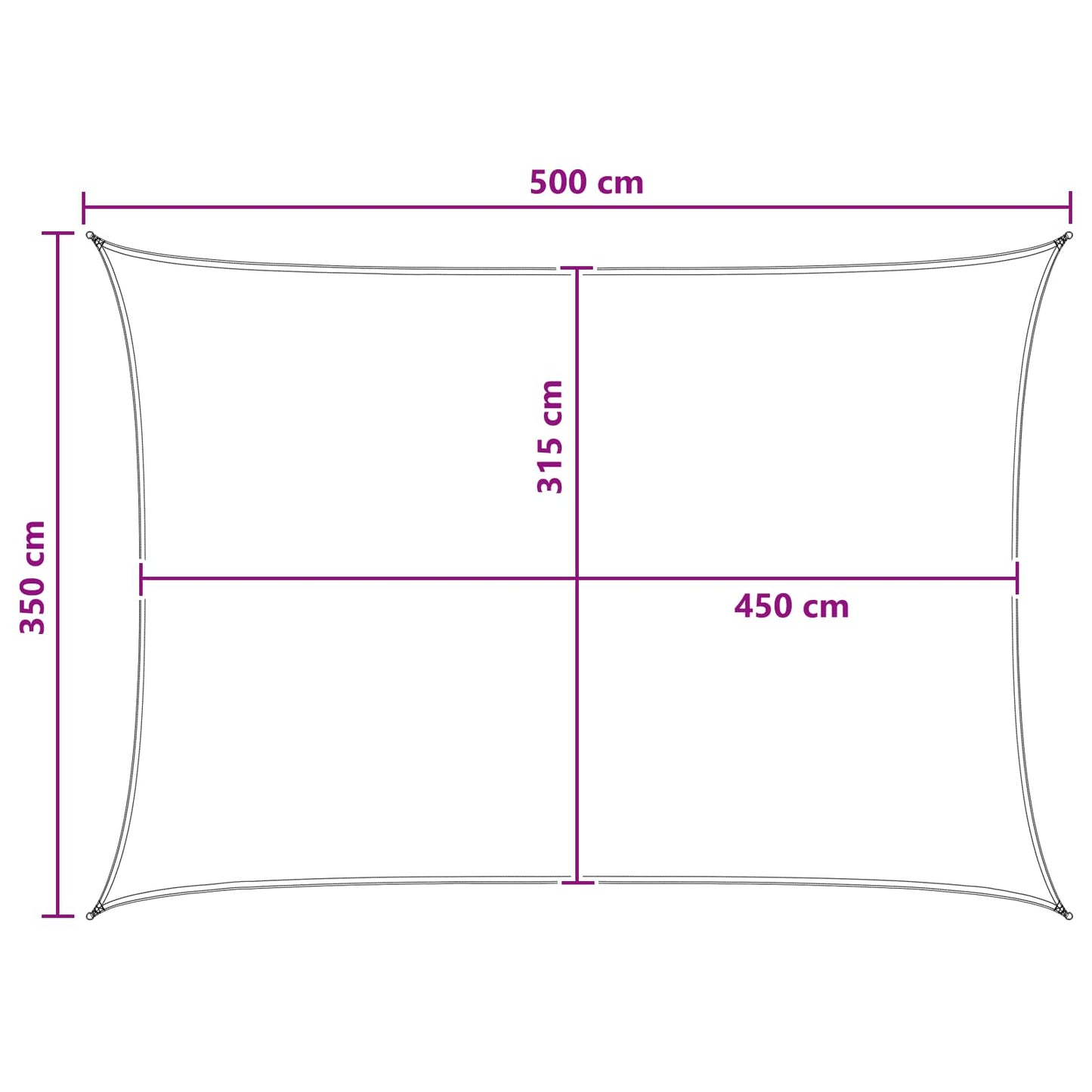 Solseil Antrasitt og Hvit 3,5 x 5 m HDPE