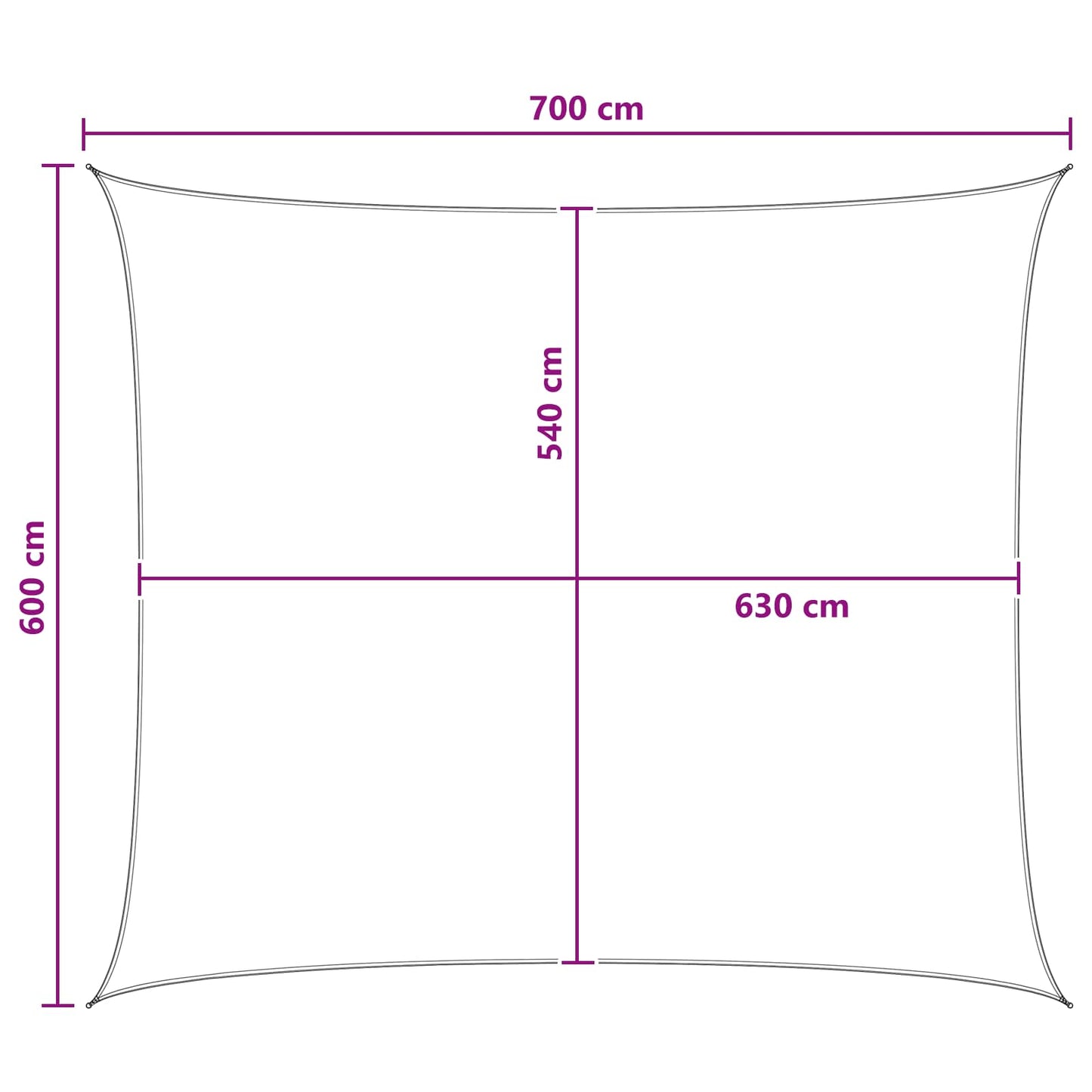 Solseil Antrasitt og Hvit 6 x 7 m HDPE