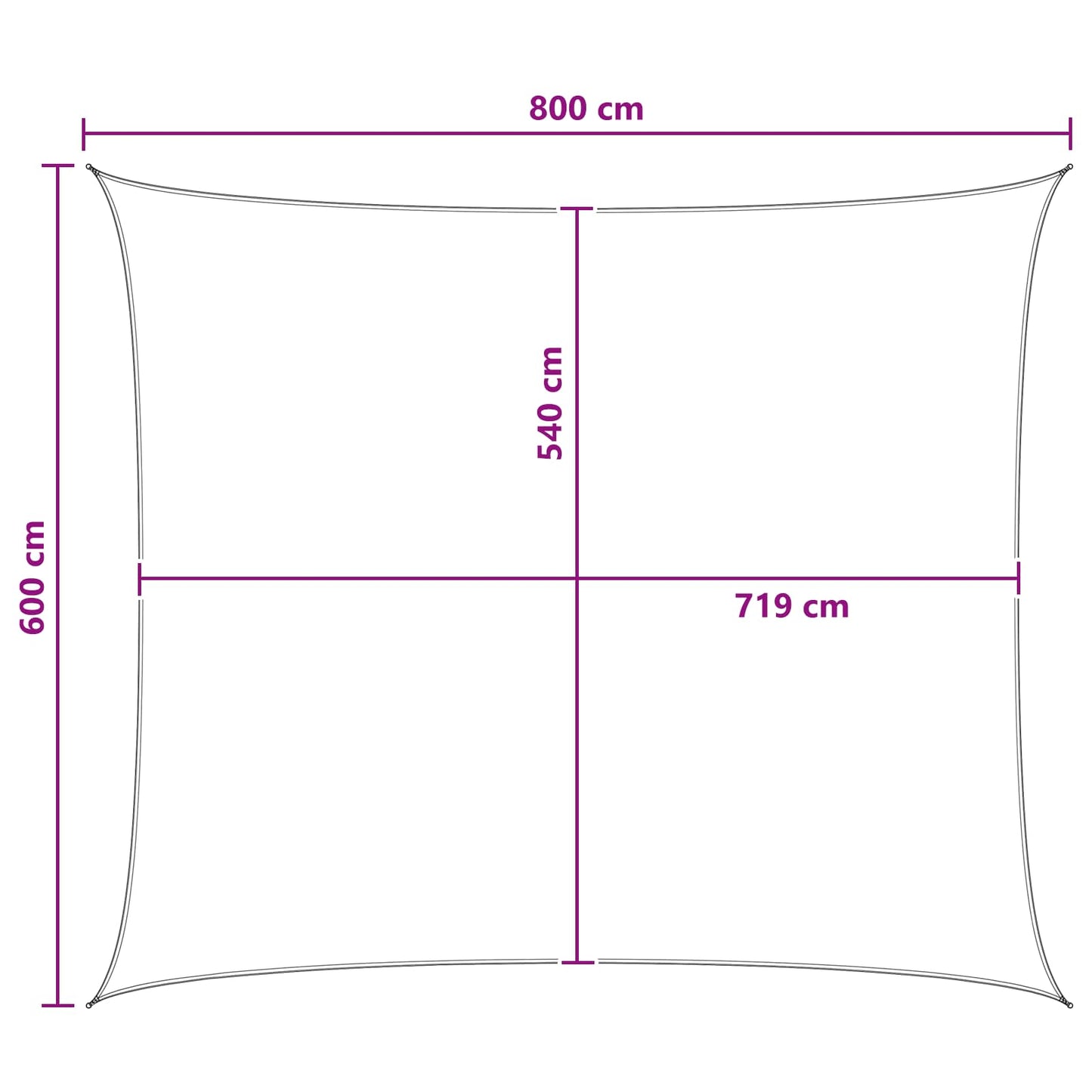 Solseil Antrasitt og Hvit 6 x 8 m HDPE