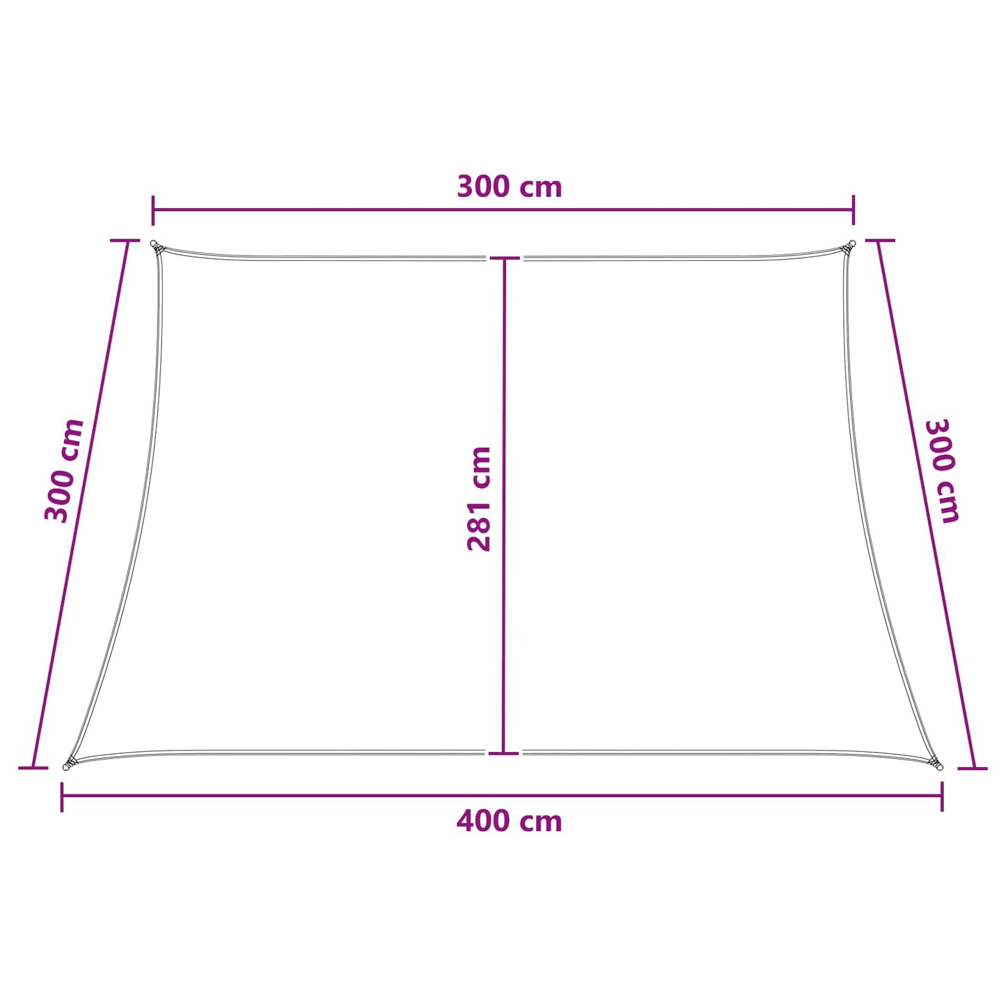 Solseil Antrasitt og Hvit 3 / 4 x 3 m HDPE