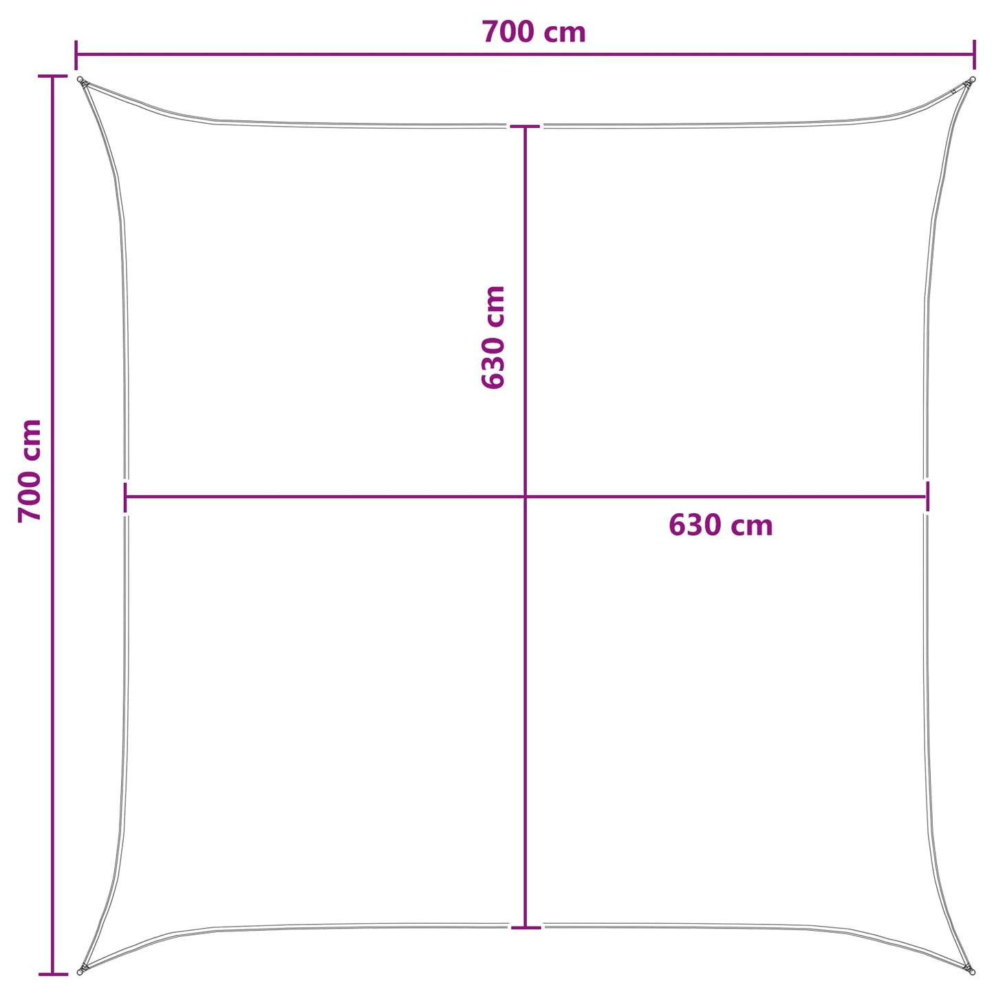 Solseil Gul og hvit 7 x 7 m HDPE