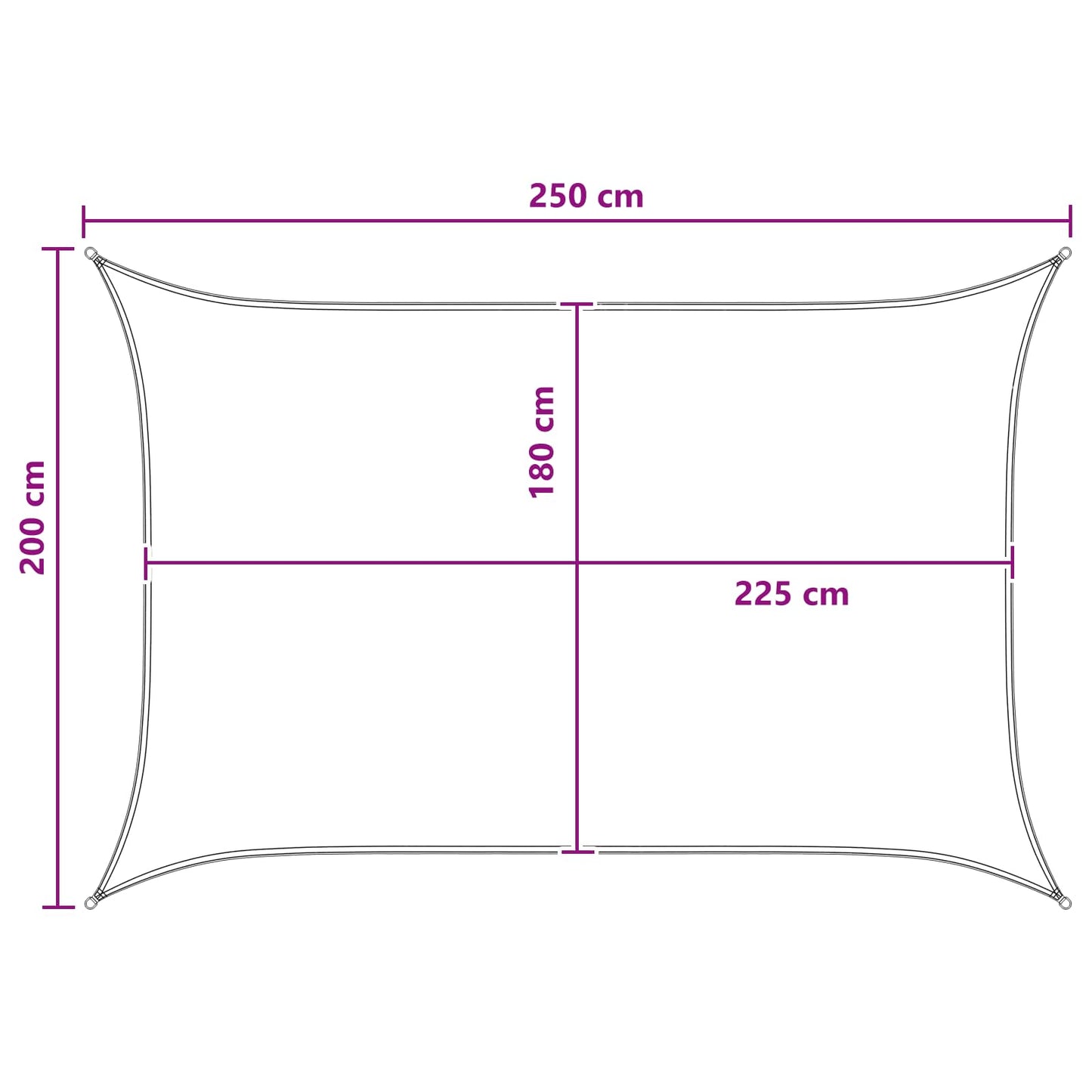 Solseil Gul og hvit 2 x 2,5 m HDPE