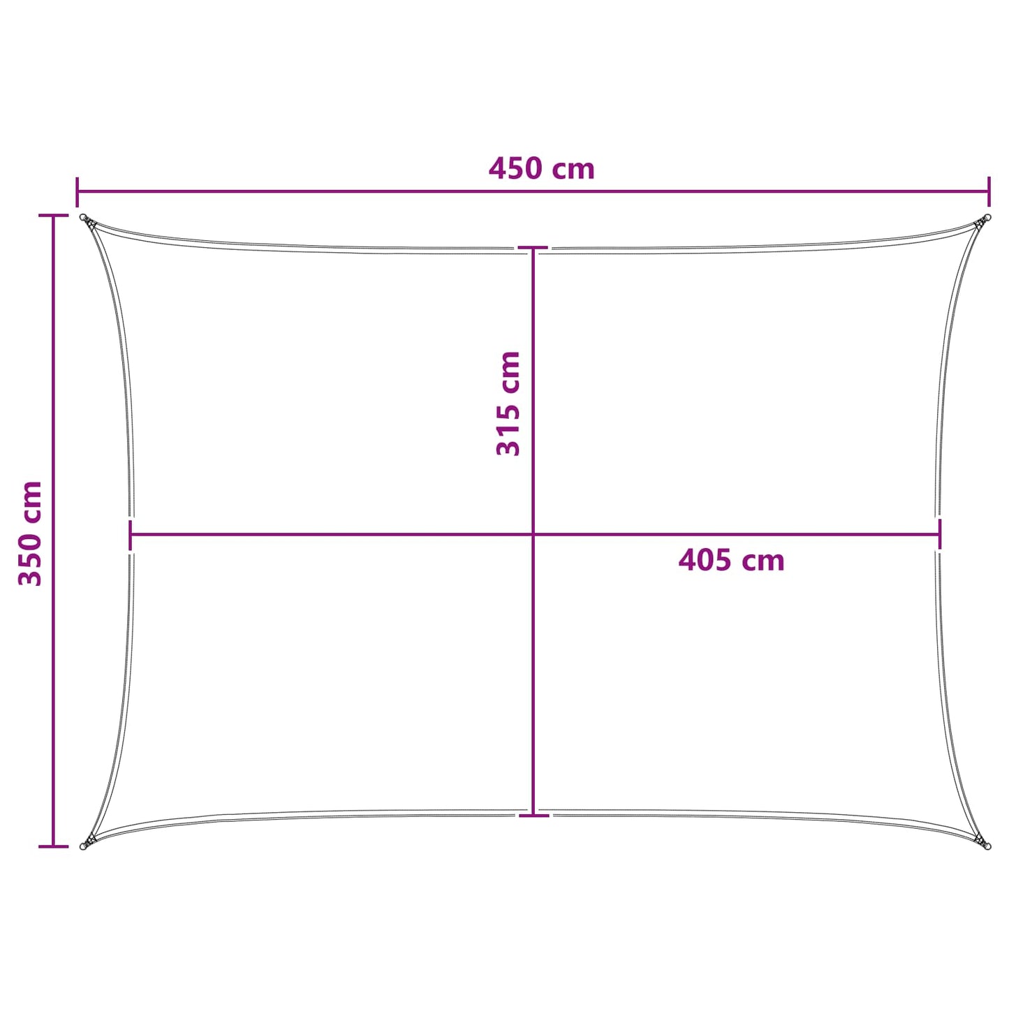 Solseil Gul og hvit 3,5 x 4,5 m HDPE