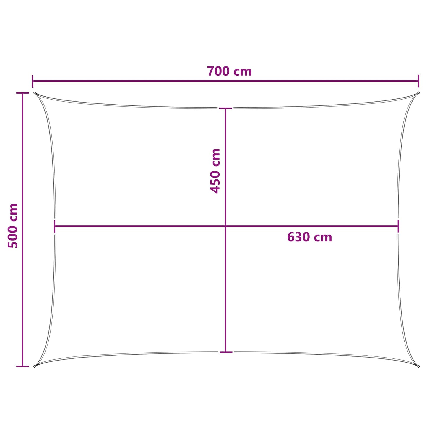 Solseil Gul og hvit 5 x 7 m HDPE