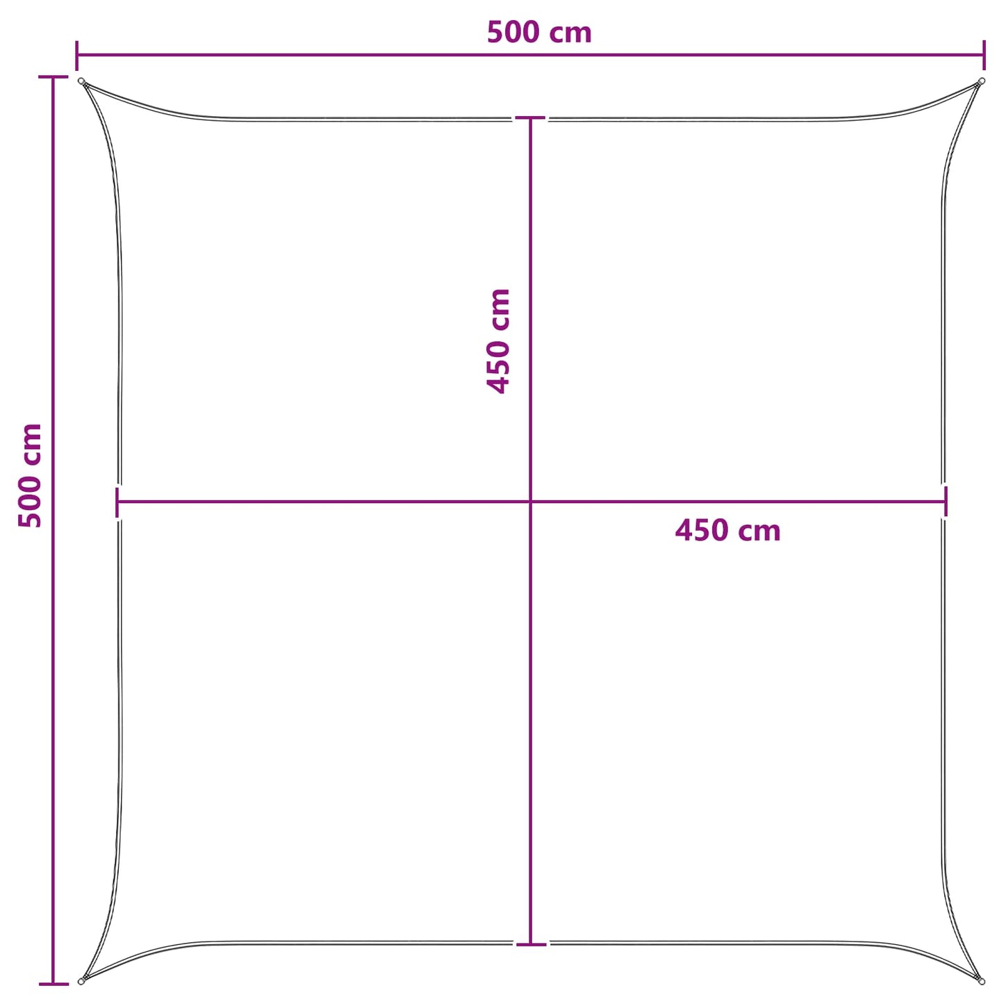 Solseil Blå og hvit 5 x 5 m HDPE