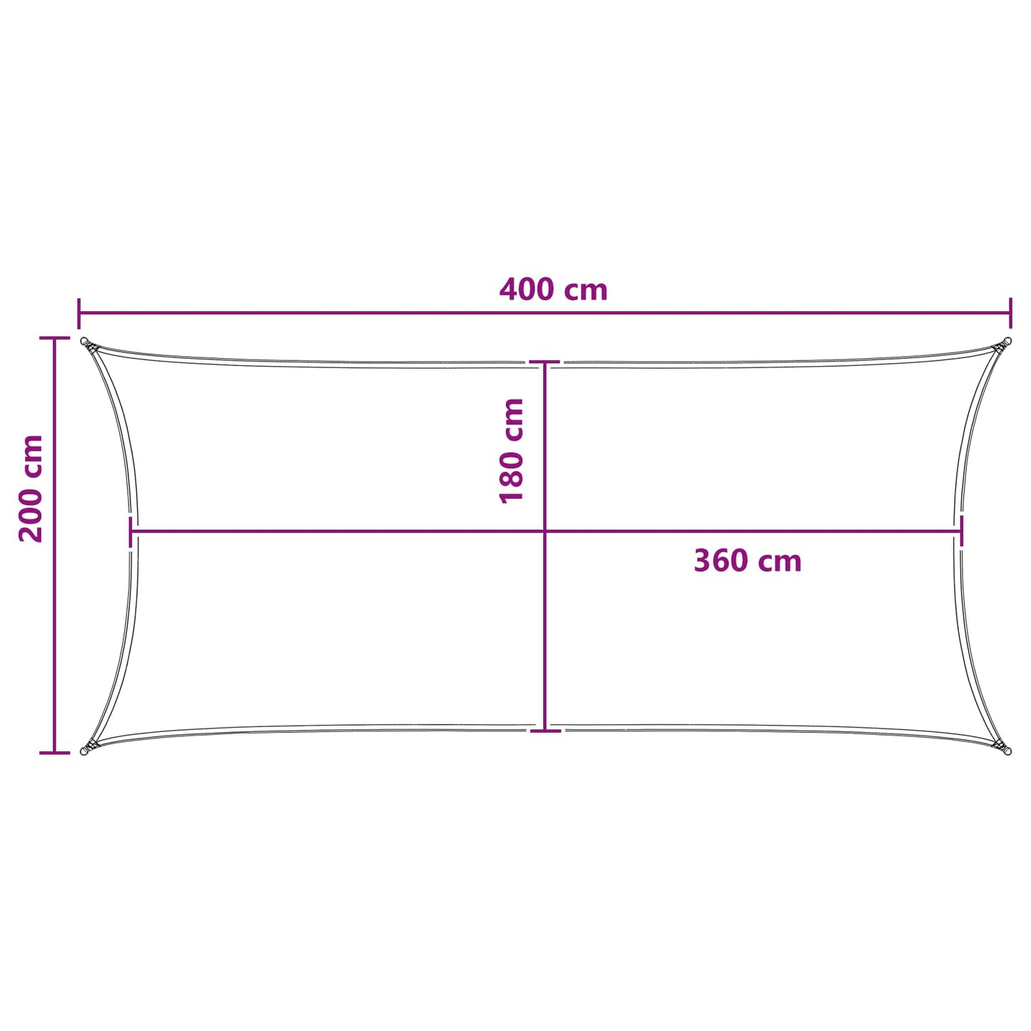 Solseil Blå og hvit 2 x 4 m HDPE