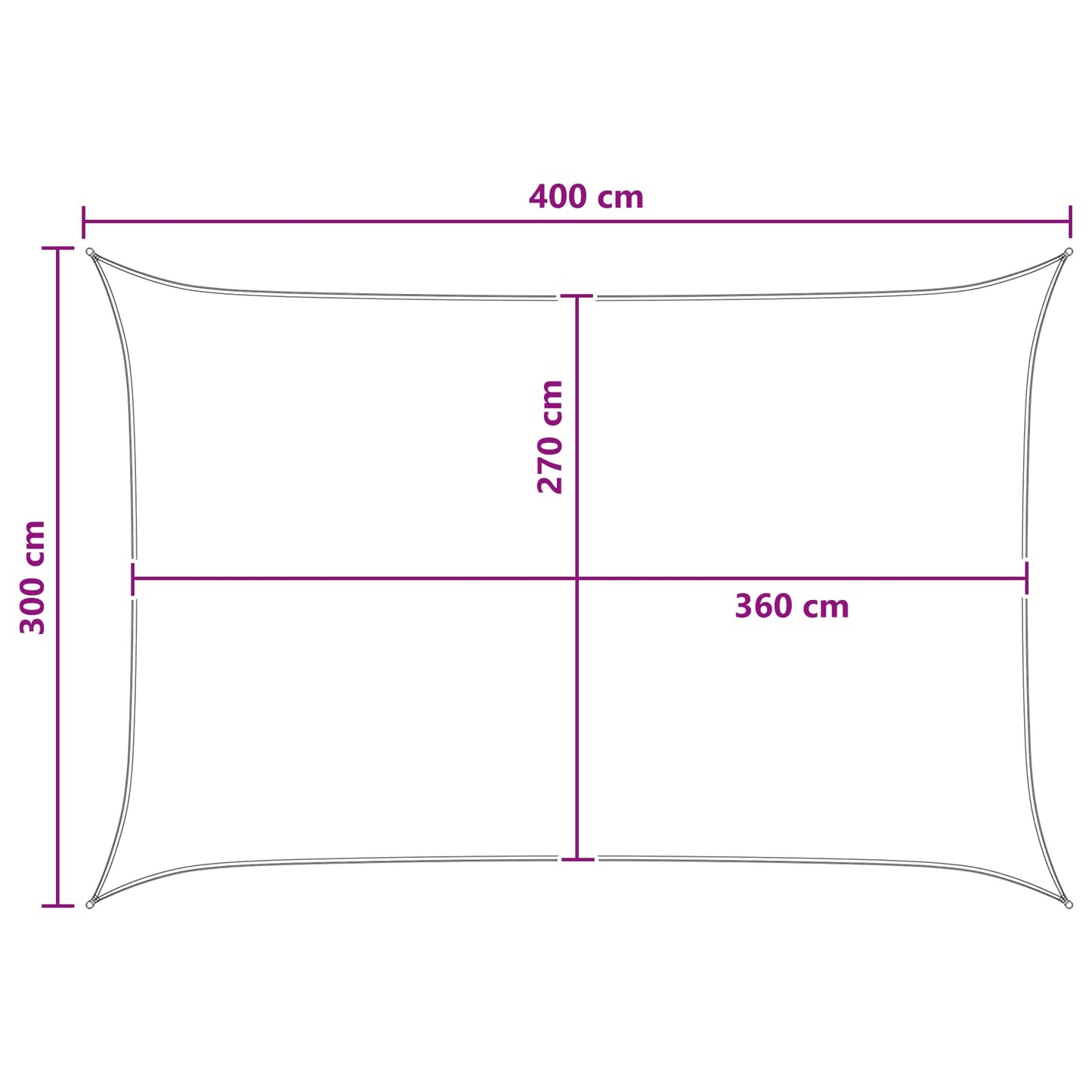 Solseil Lys Grå og Hvit 3 x 4 m HDPE
