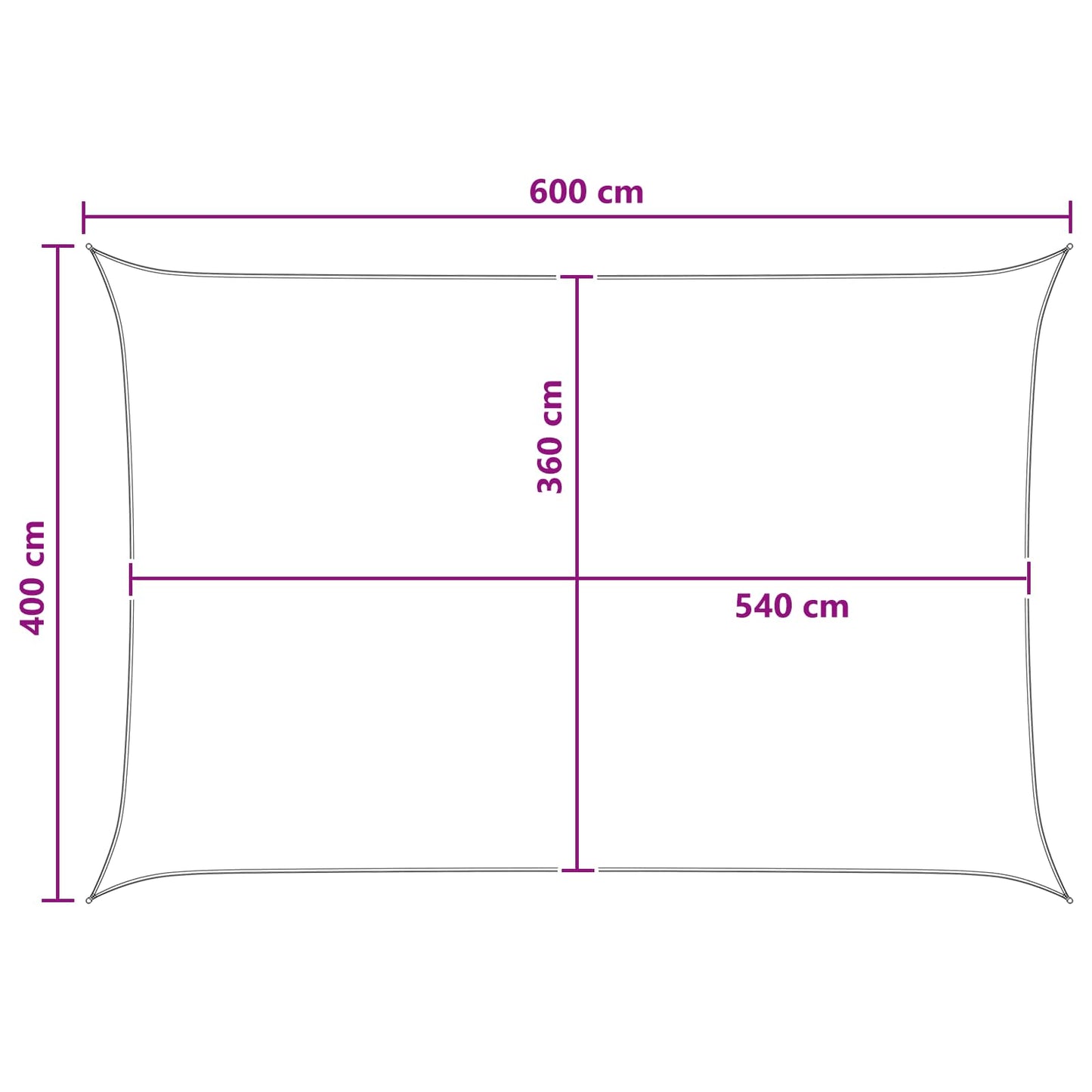 Solseil Lys Grå og Hvit 4 x 6 m HDPE