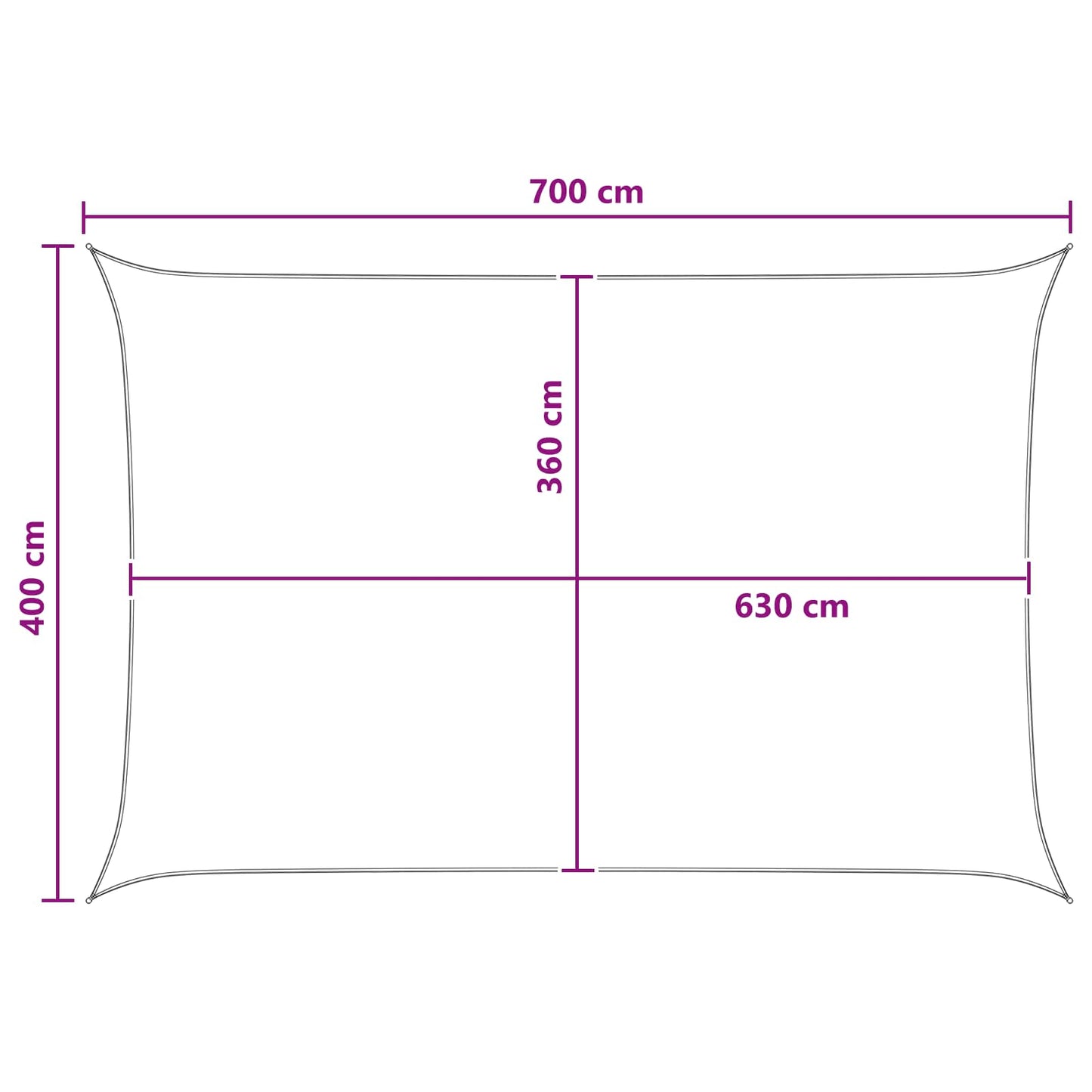 Solseil Lys Grå og Hvit 4 x 7 m HDPE