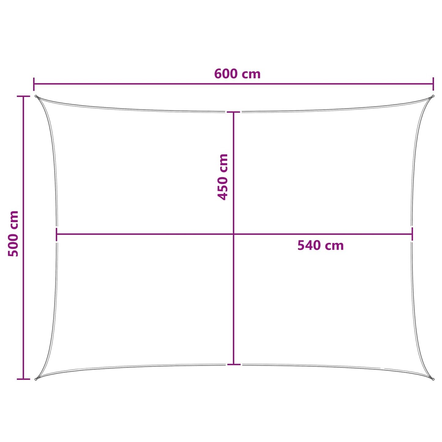 Solseil Lys Grå og Hvit 5 x 6 m HDPE