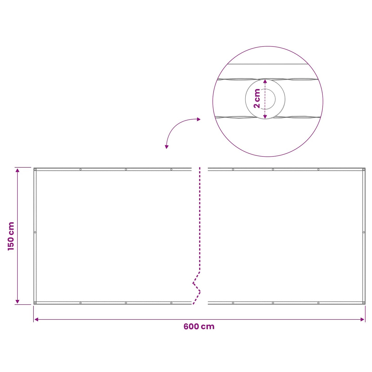 Balkong privat skjerm 150 x 600 cm Stoff med PU-belegg