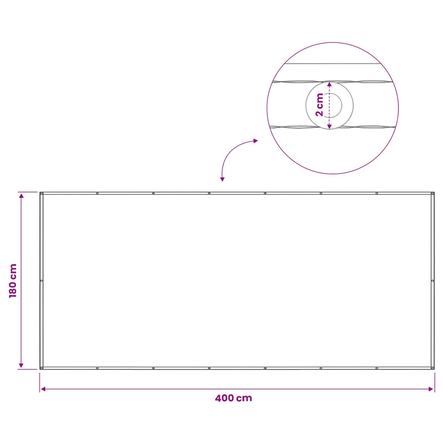 Balkong privat skjerm 180 x 400 cm Stoff med PU-belegg Hvit