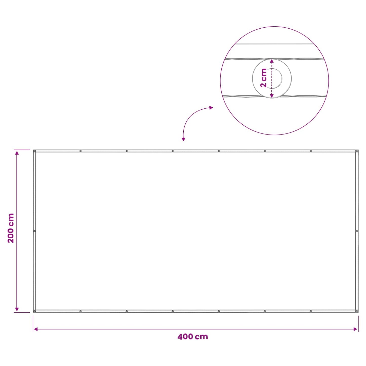 Balkong privat skjerm 200 x 400 cm Stoff med PU-belegg Hvit