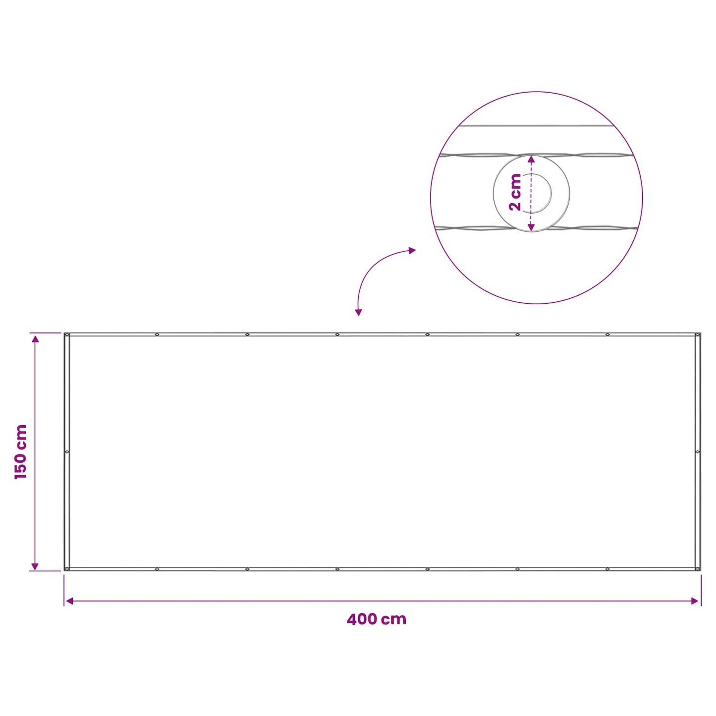 Balkong privat skjerm 150 x 400 cm Stoff med PU-belegg Gul