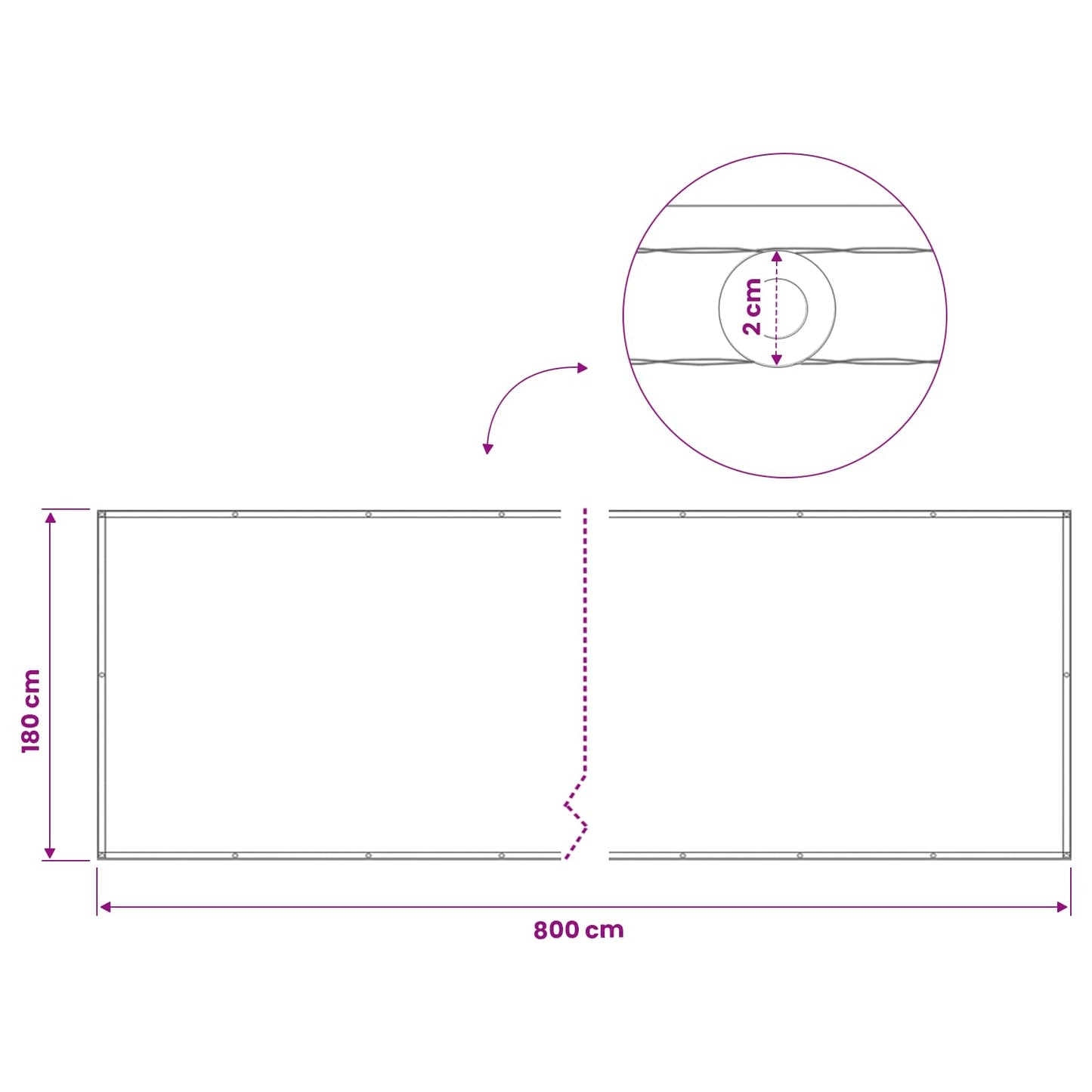 Balkong privat skjerm 180 x 800 cm Stoff med PU-belegg Oransje