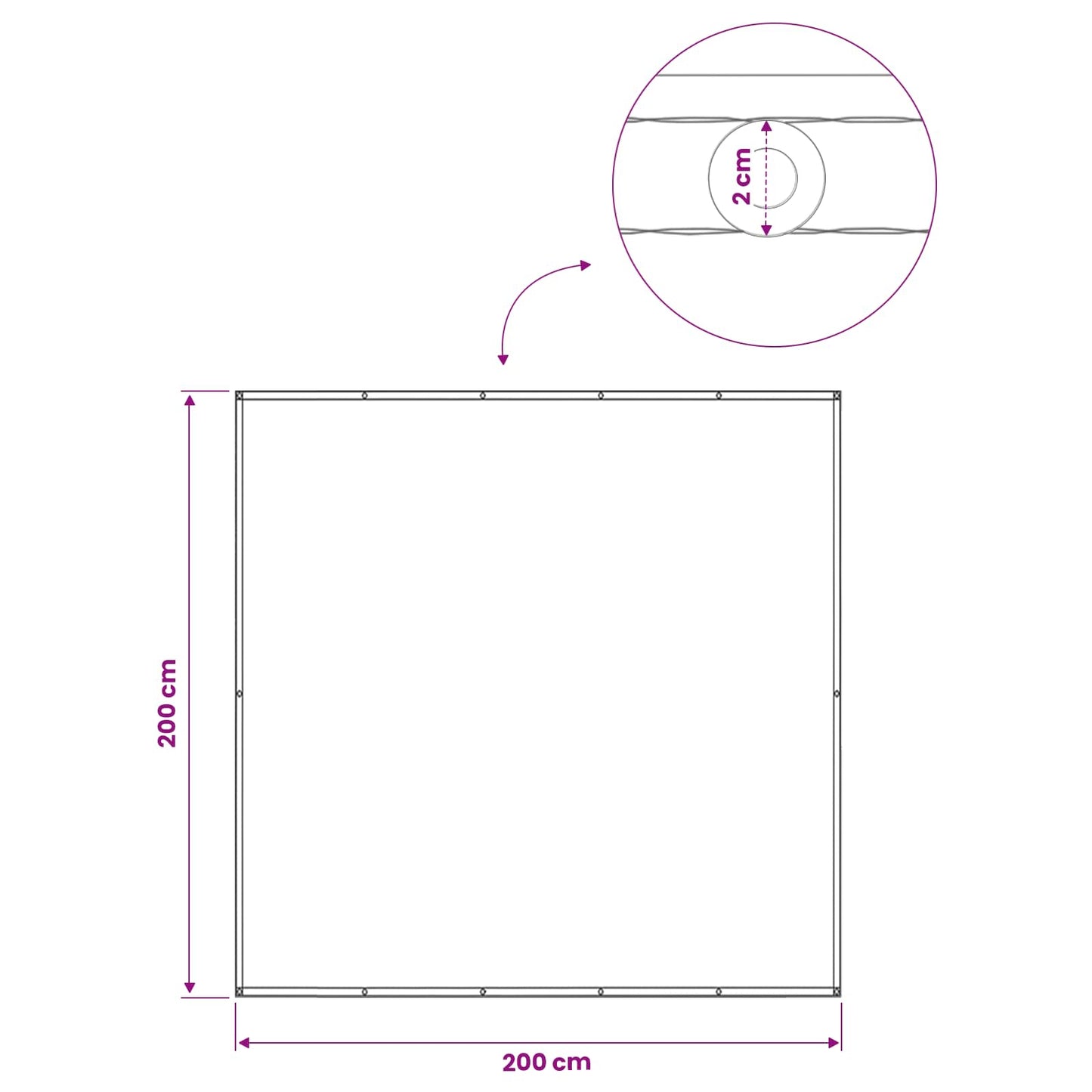 Balkong privat skjerm 200 x 200 cm Stoff med PU-belegg