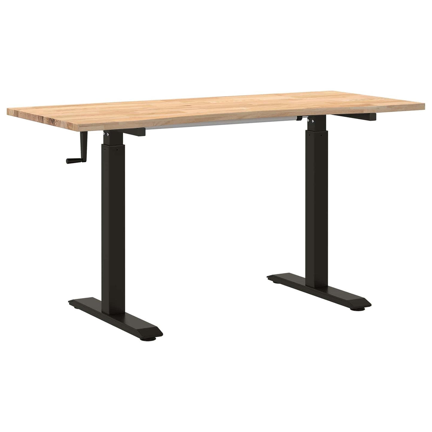 Skrivebord Svart og naturlig 140 x 60 cm Massivt Eiketre
